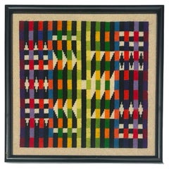 Yaacov Agam (1928-2026) Œuvre d'art vintage en broderie à l'aiguille, abstraite, style « Mid-Century Modern »