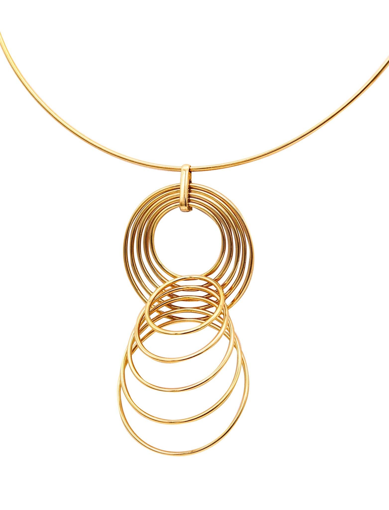 YAACOV AGAM 1970 Paris Kinetic Op-Art Skulpturale Kreise Halskette aus 18 Karat Gold (Modernistisch) im Angebot