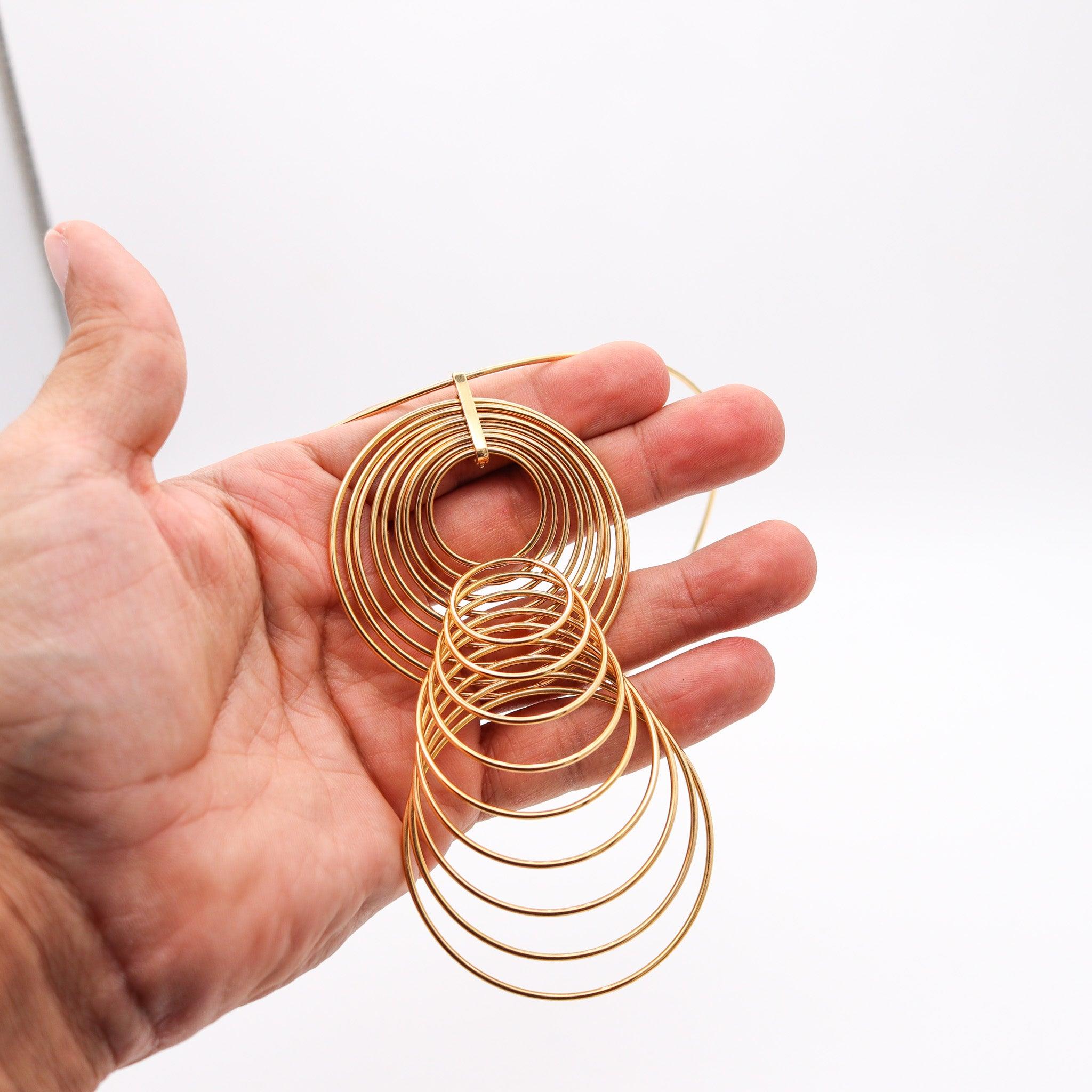YAACOV AGAM 1970 Paris Kinetic Op-Art Sculptural Necklace In 18Kt Yellow Gold For Sale 7
