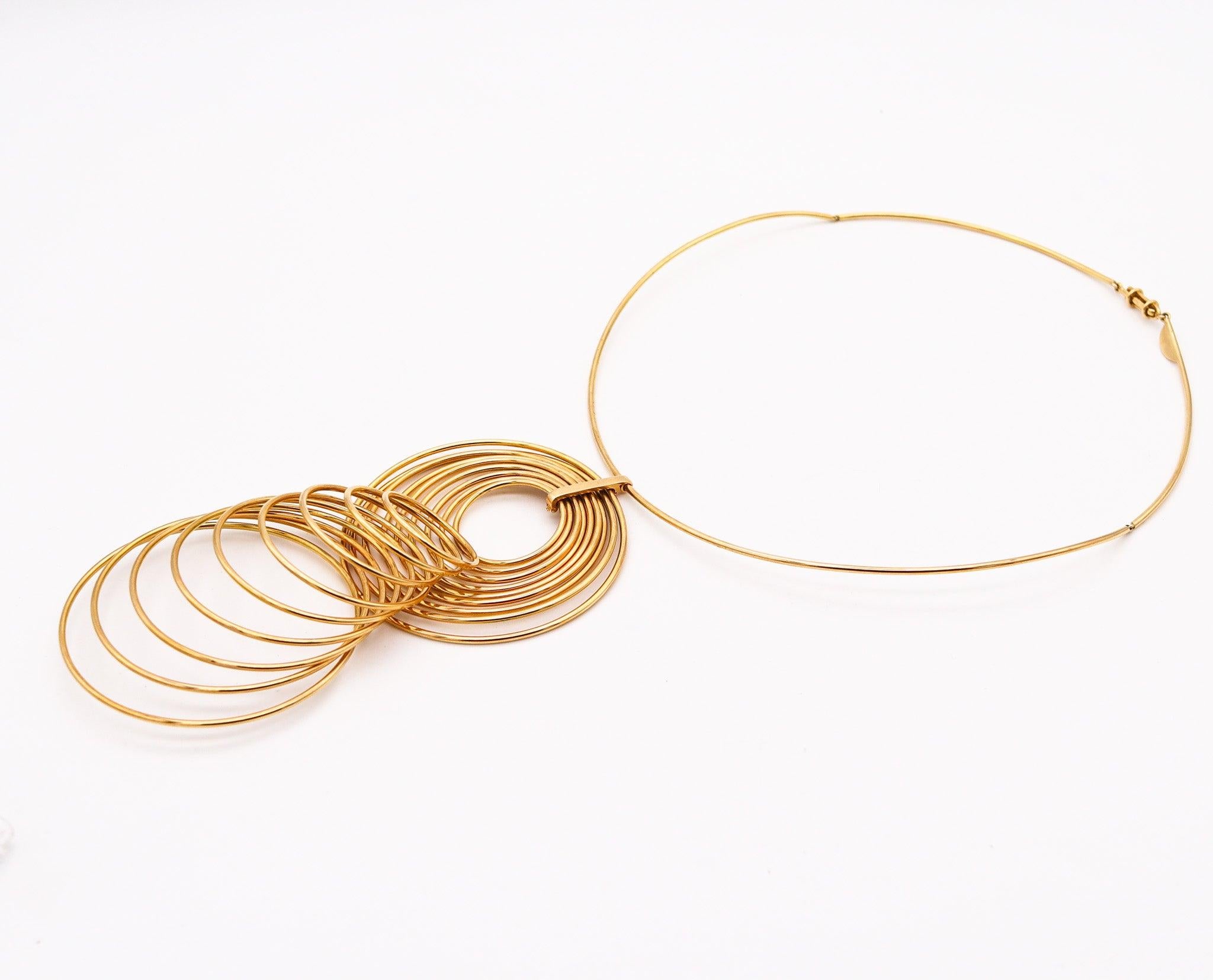 Women's YAACOV AGAM 1970 Paris Kinetic Op-Art Sculptural Necklace In 18Kt Yellow Gold For Sale