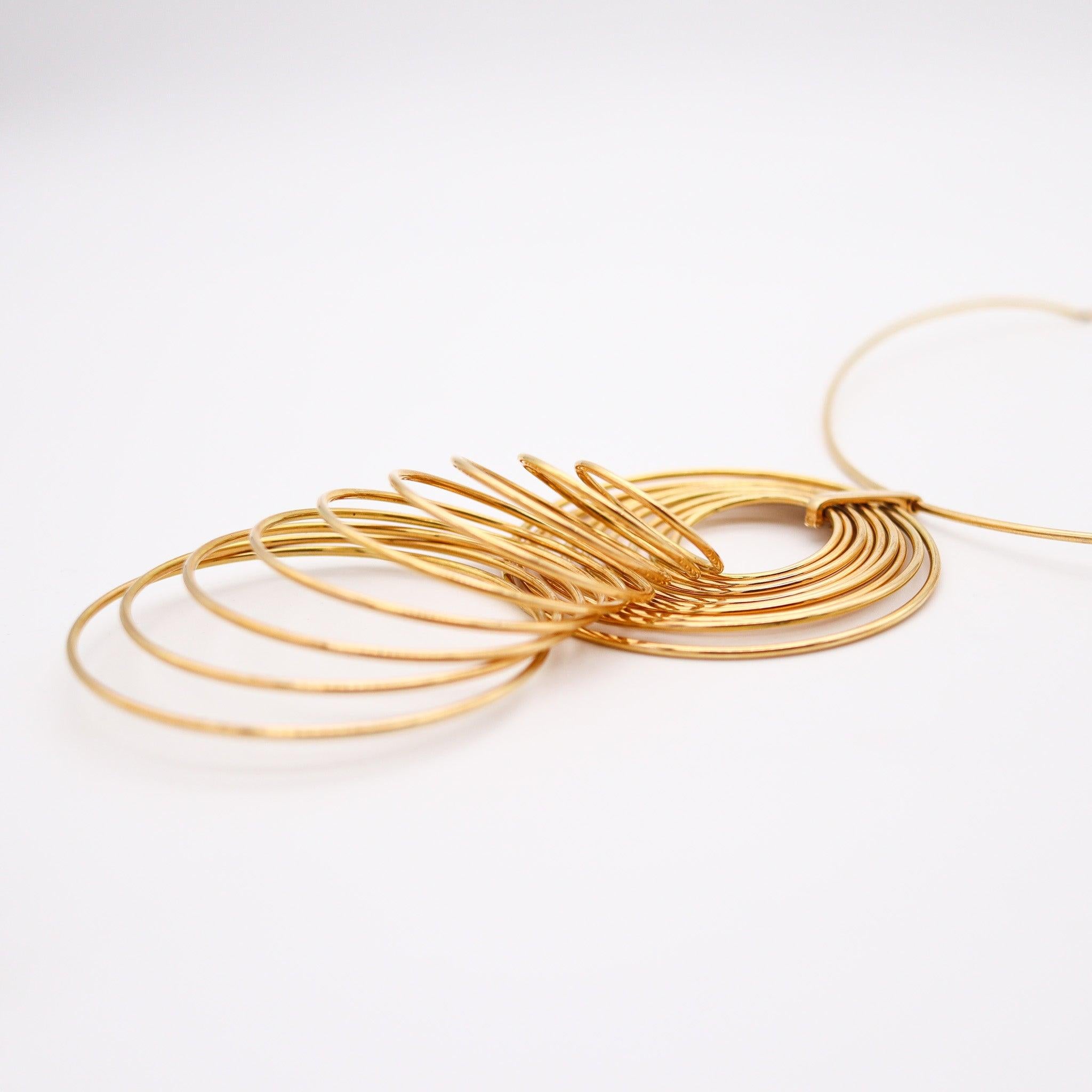 YAACOV AGAM 1970 Paris Kinetic Op-Art Sculptural Necklace In 18Kt Yellow Gold For Sale 1