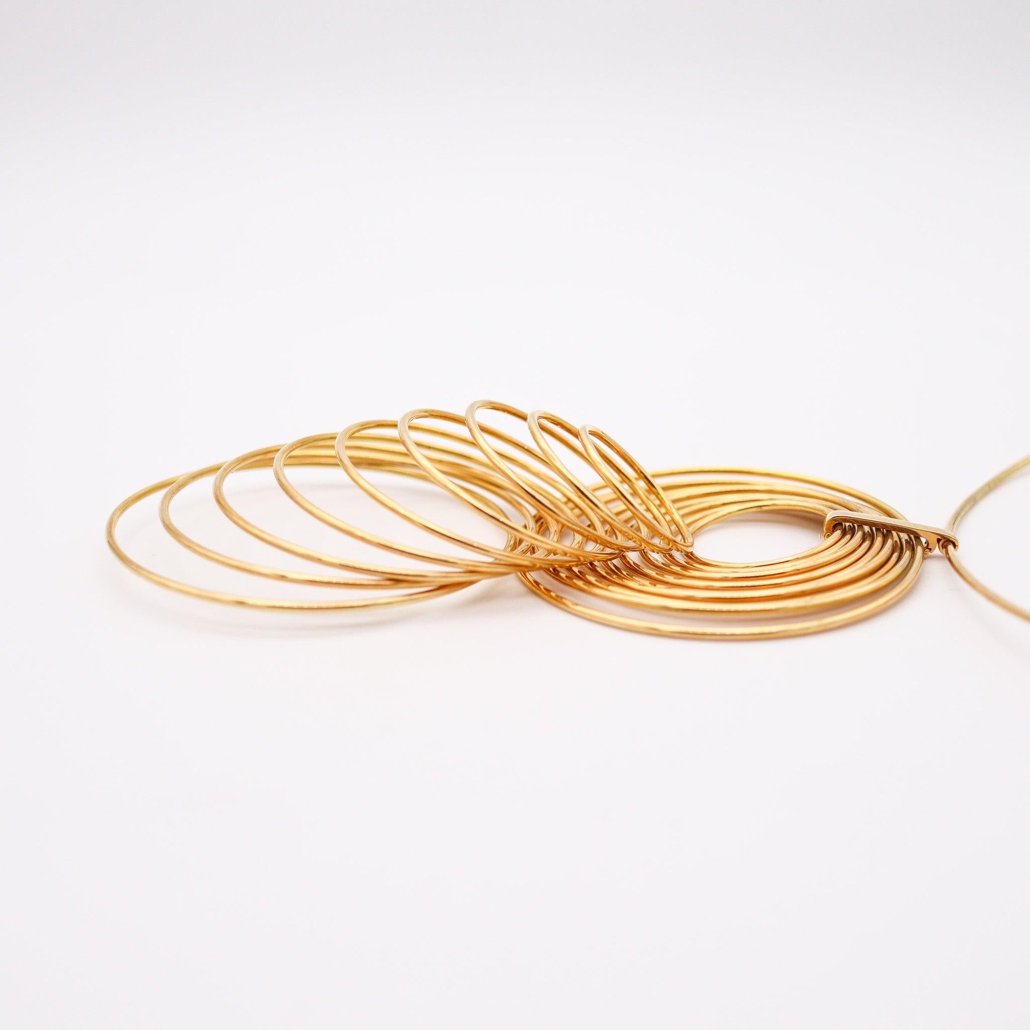 YAACOV AGAM 1970 Paris Kinetic Op-Art Sculptural Necklace In 18Kt Yellow Gold For Sale 2
