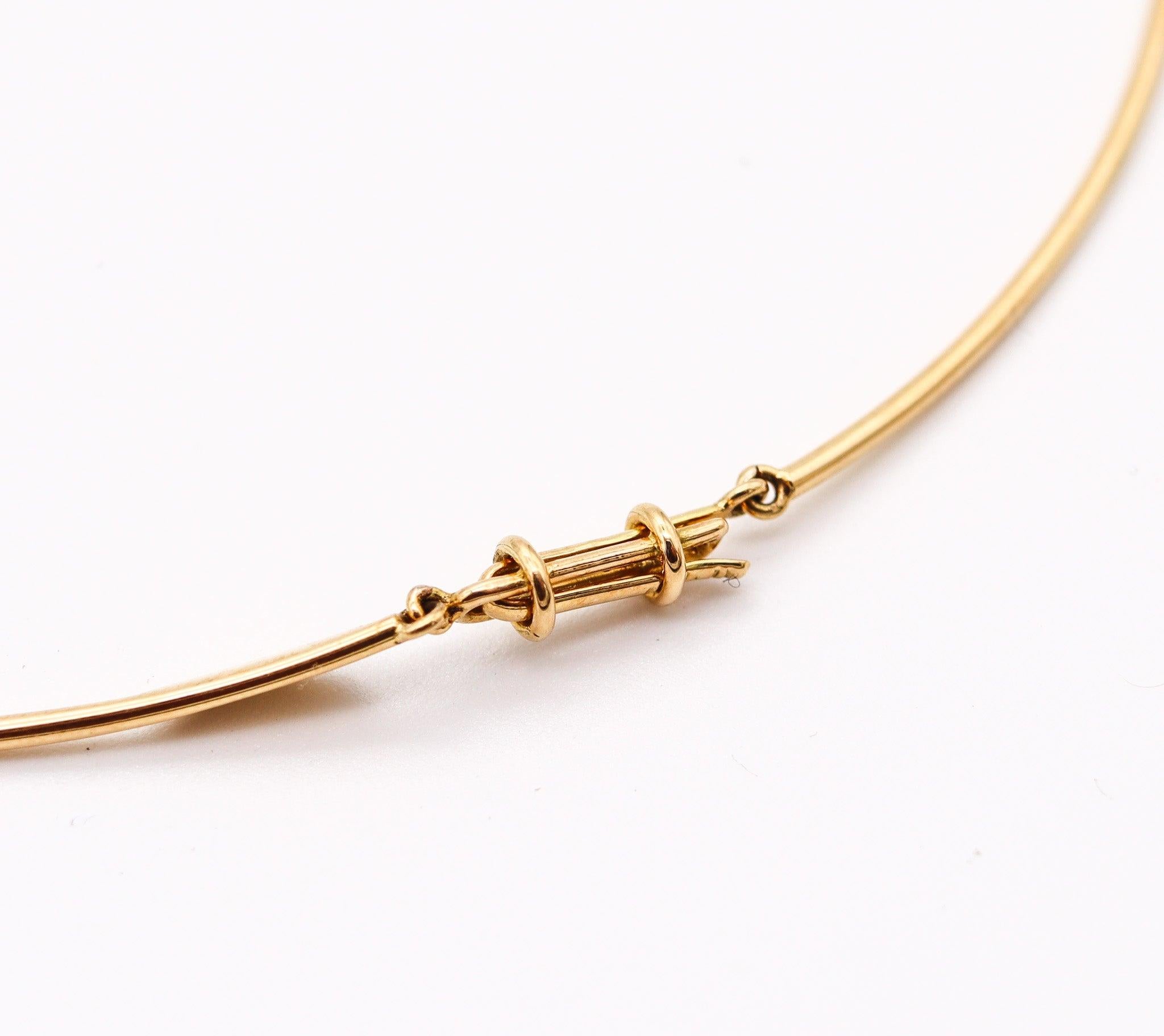 YAACOV AGAM 1970 Paris Kinetic Op-Art Sculptural Necklace In 18Kt Yellow Gold For Sale 3
