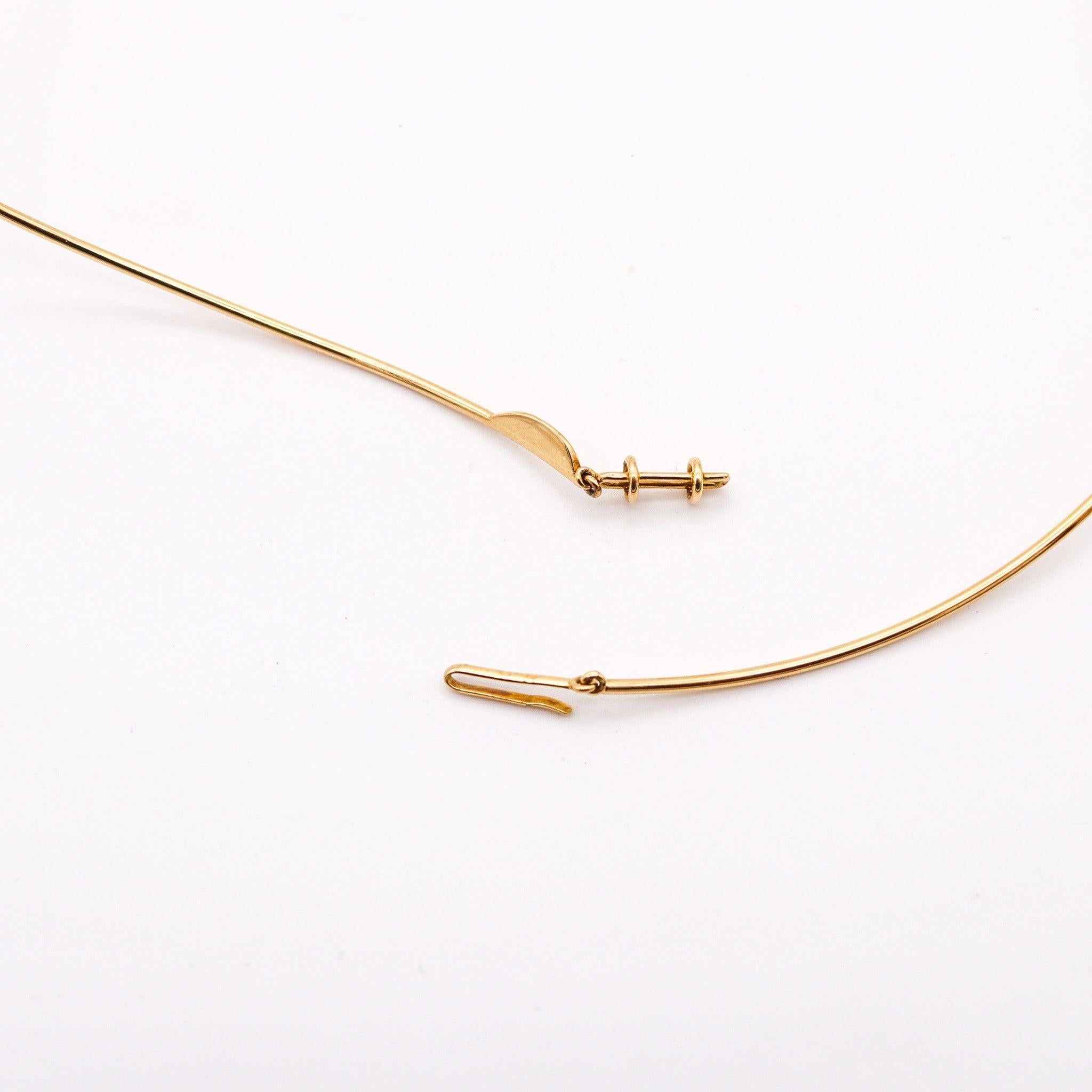 YAACOV AGAM 1970 Paris Kinetic Op-Art Sculptural Necklace In 18Kt Yellow Gold For Sale 4