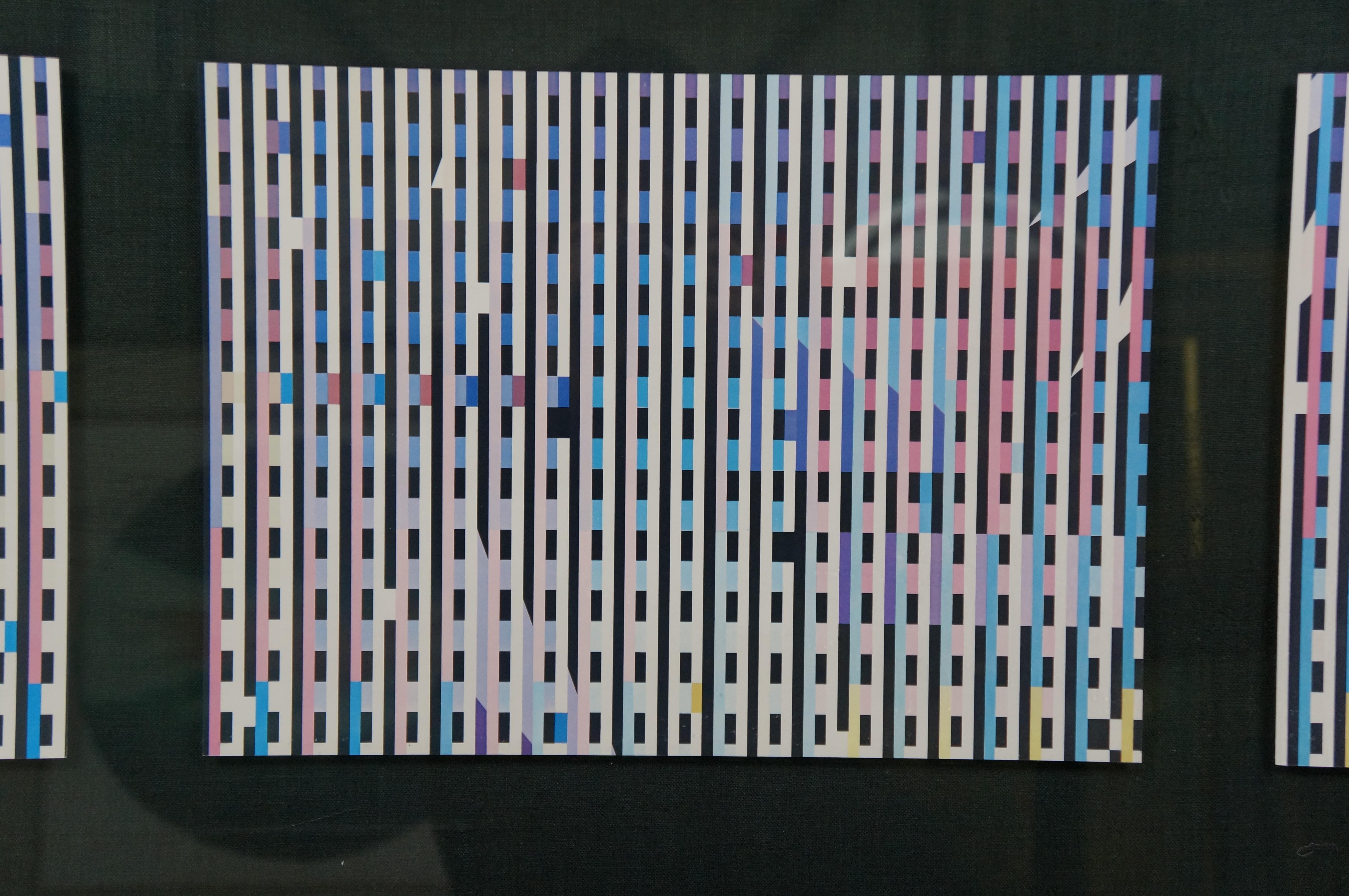 Yaacov Agam Abstrakte kinetische Kunst Triptychon Agamograph Yardlong Print 47