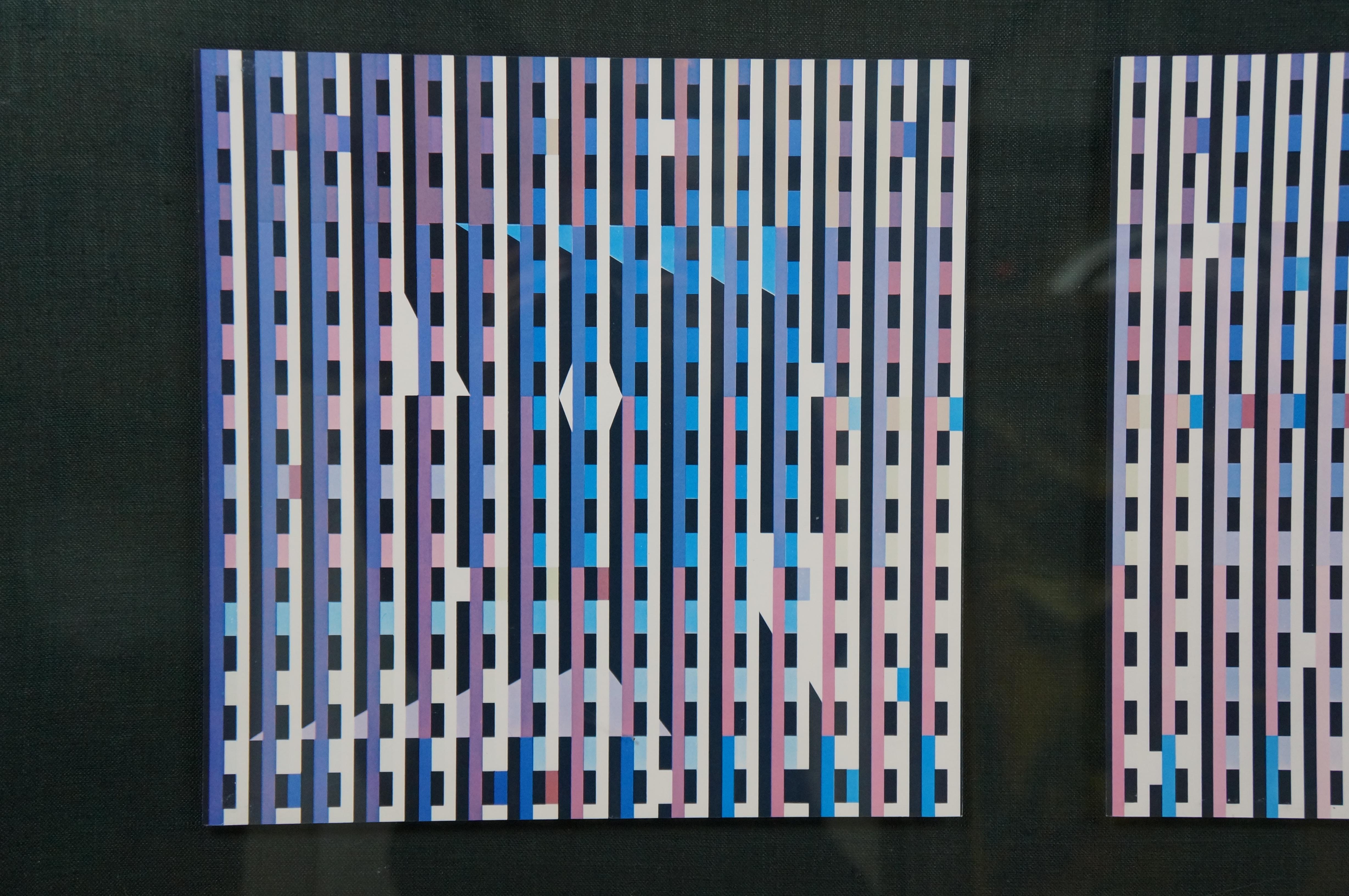 Yaacov Agam Abstrakte kinetische Kunst Triptychon Agamograph Yardlong Print 47