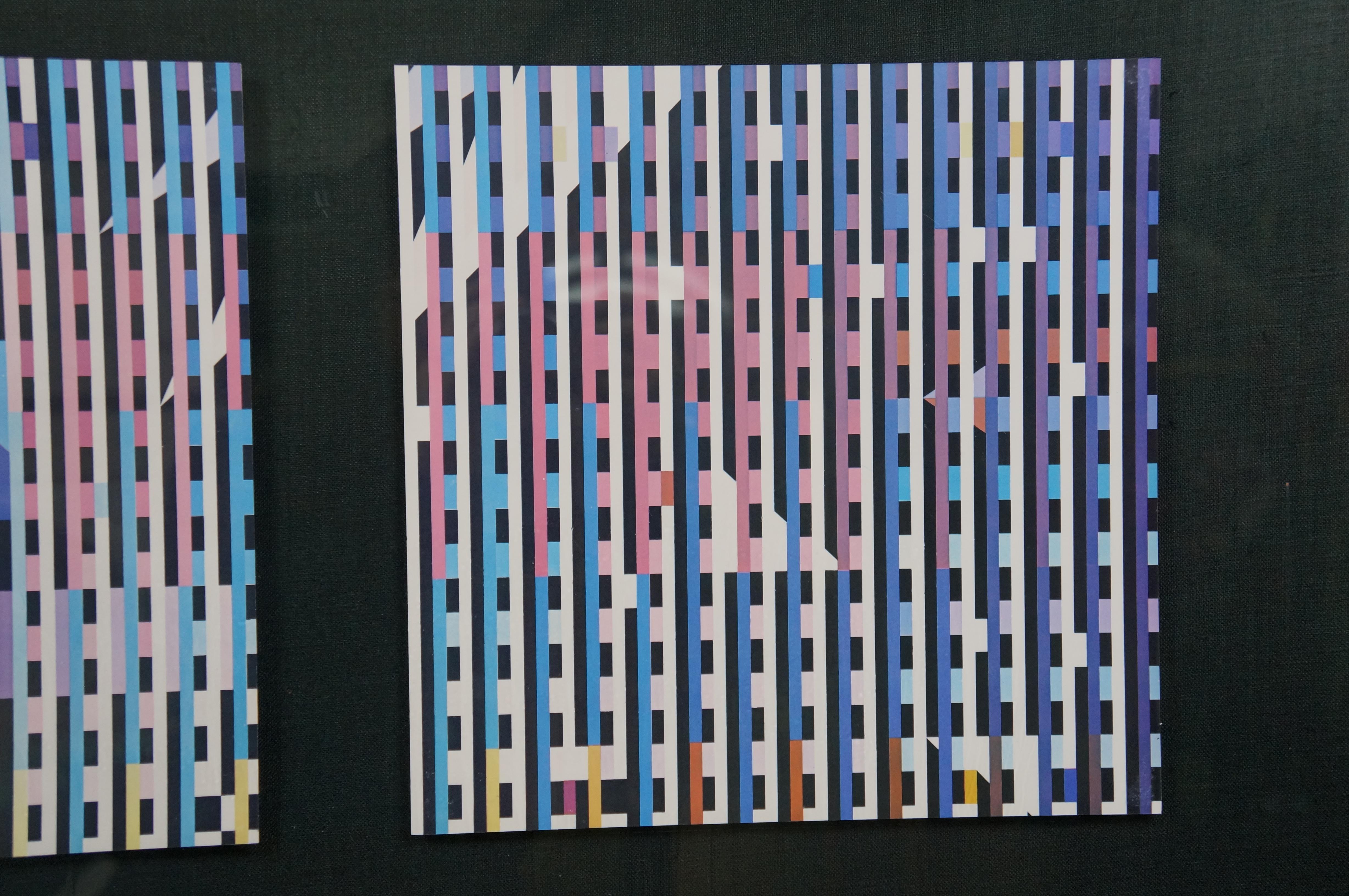 Yaacov Agam Abstrakte kinetische Kunst Triptychon Agamograph Yardlong Print 47