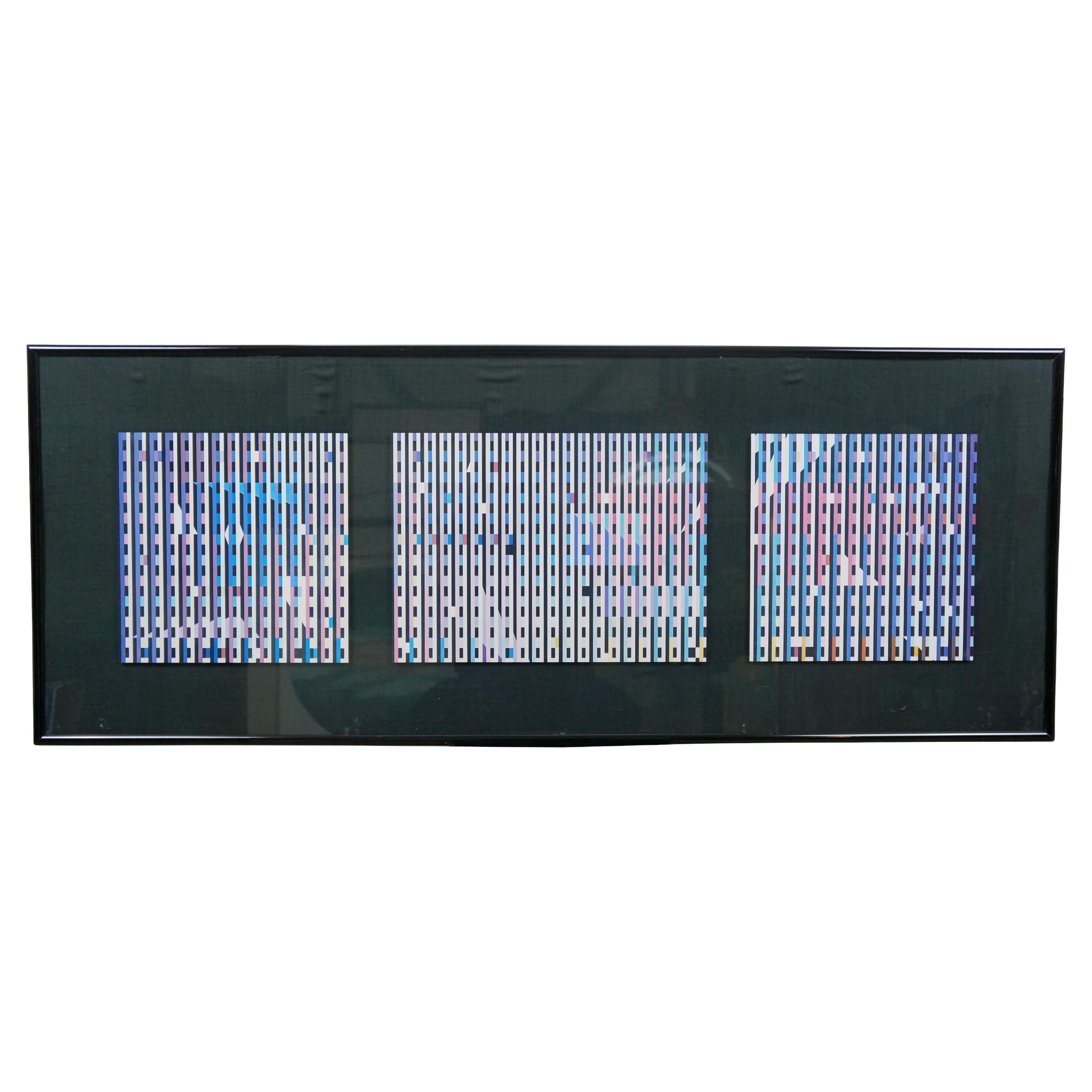 Yaacov Agam Abstrakte kinetische Kunst Triptychon Agamograph Yardlong Print 47" im Angebot