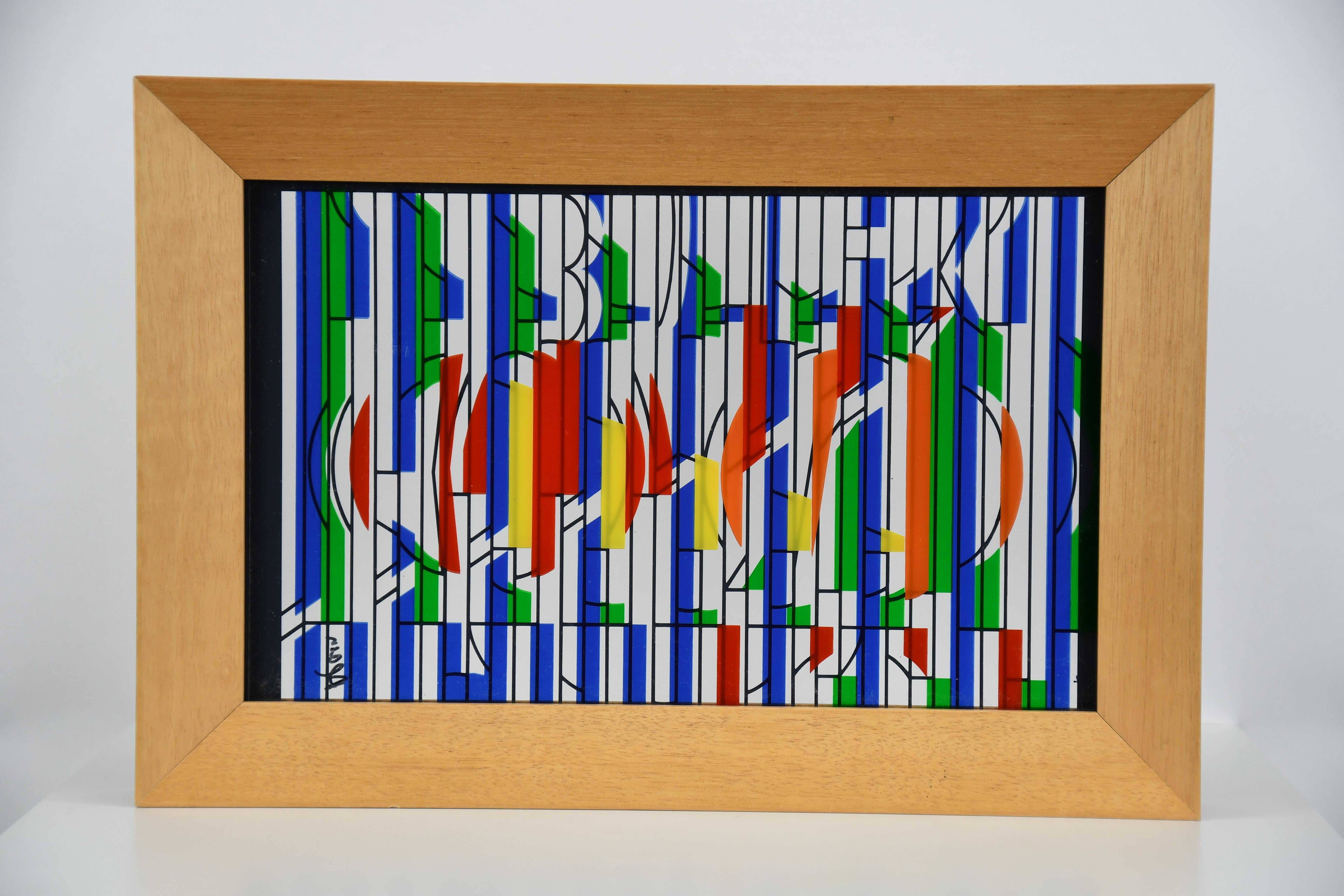 Yaacov Agam — Abstract Kinetic Silkscreen on Glass, Signed and Numbered 25/27 en venta 1