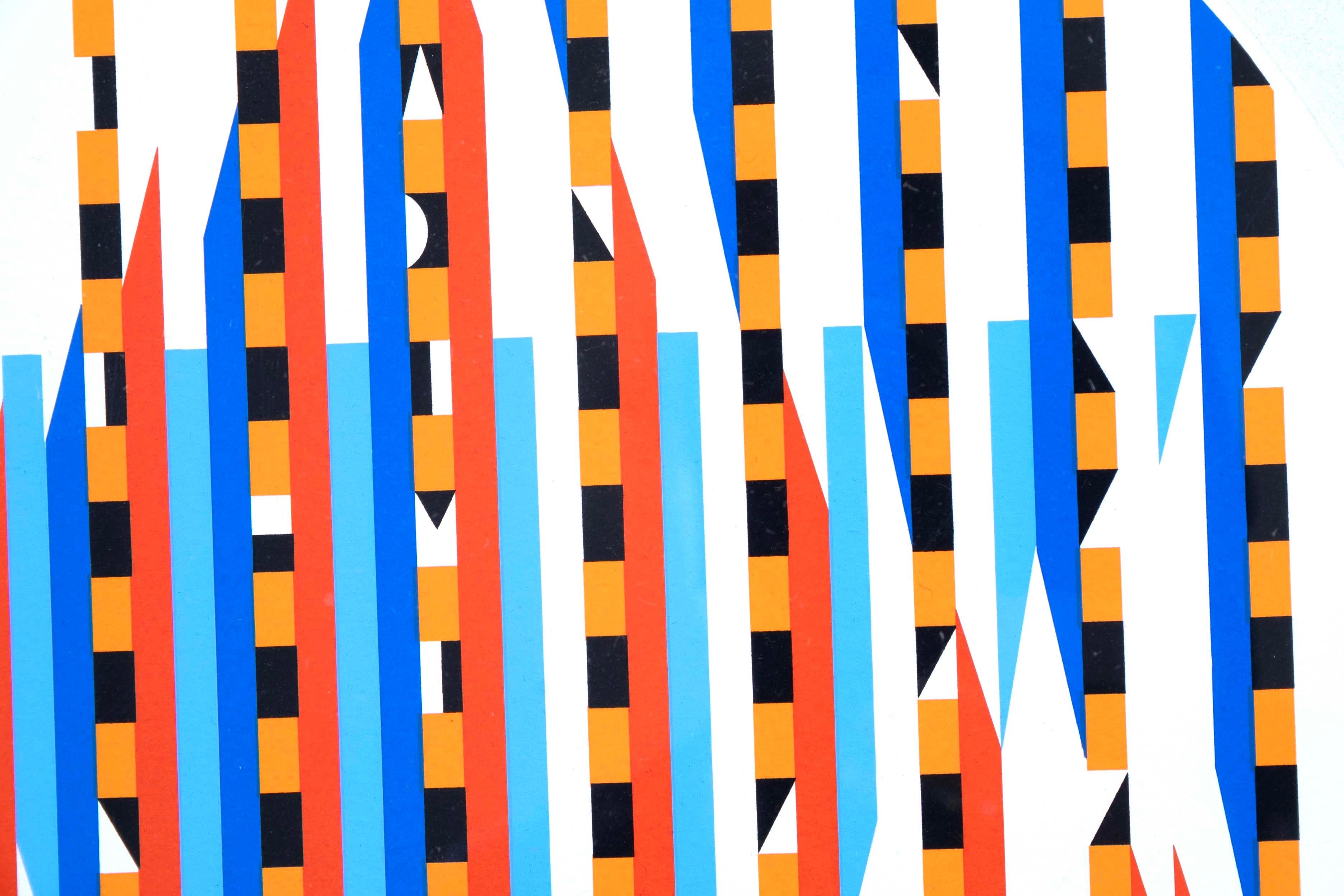 Paper Yaacov Agam Circular Star of Love Signed Op Art Serigraph 92/99 Framed 1983