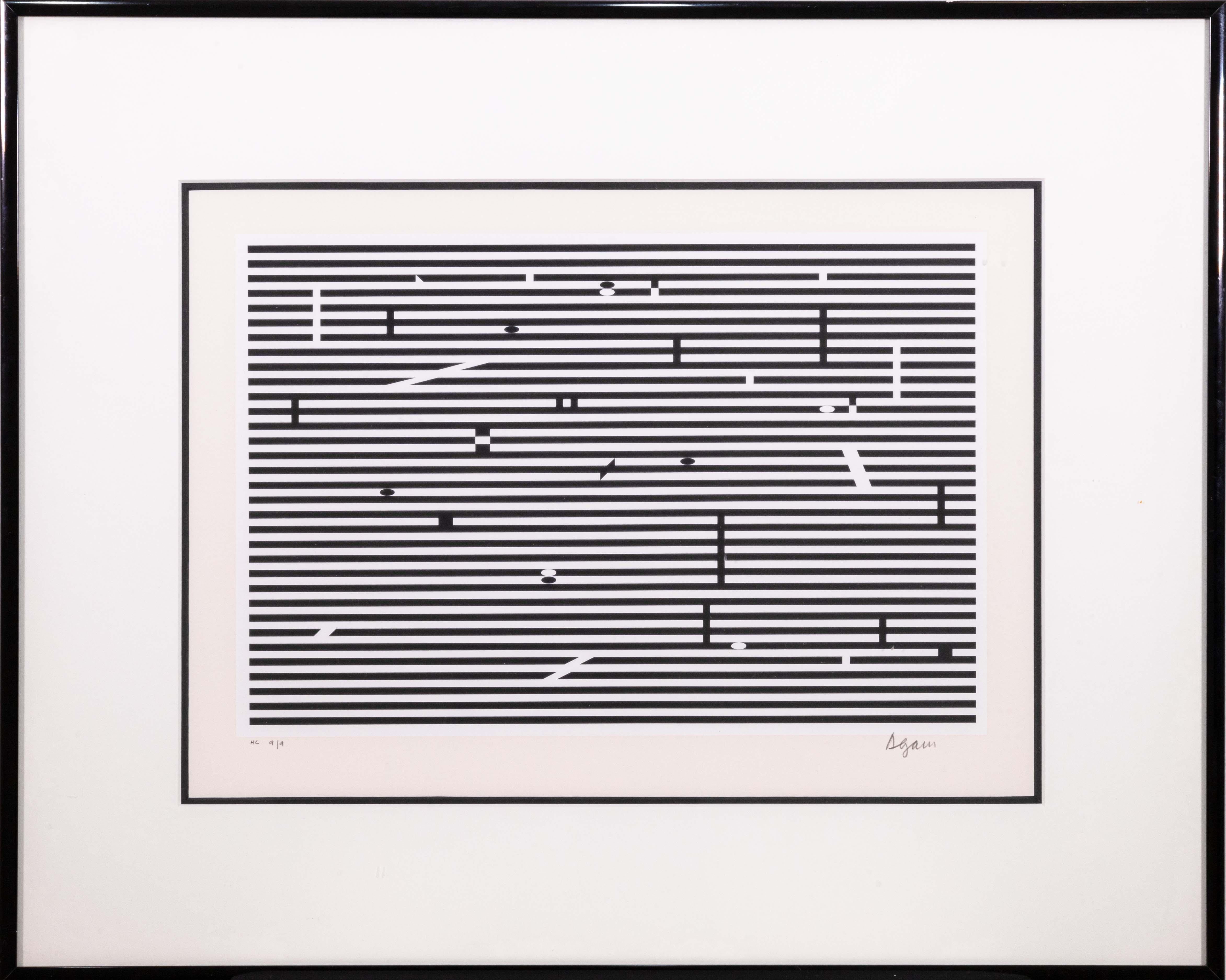 Una serigrafia di op art moderna su carta intitolata 
