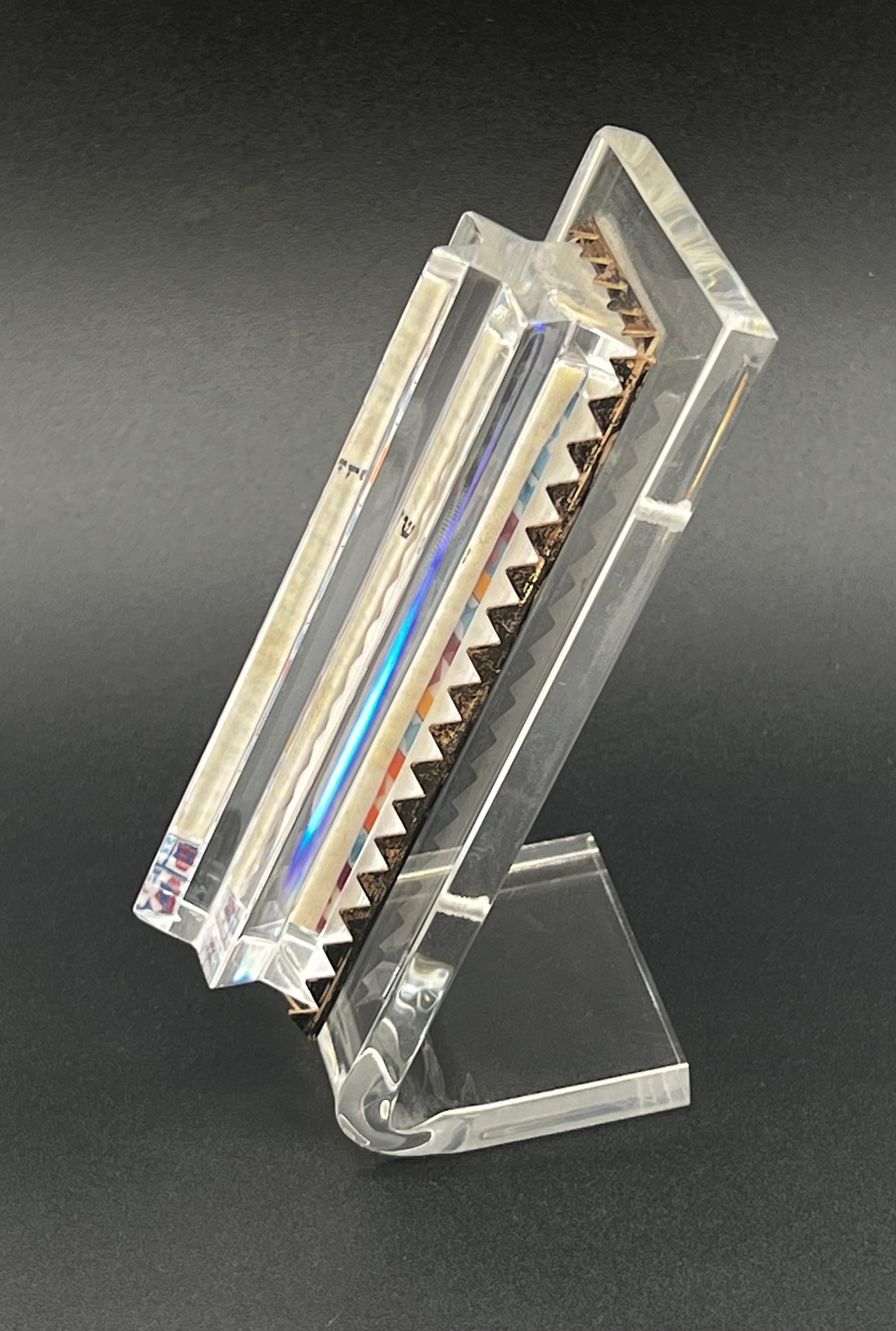 Yaacov Agam & Daum Judaica Art Glass & Sterling Silver Mezuzah 4
