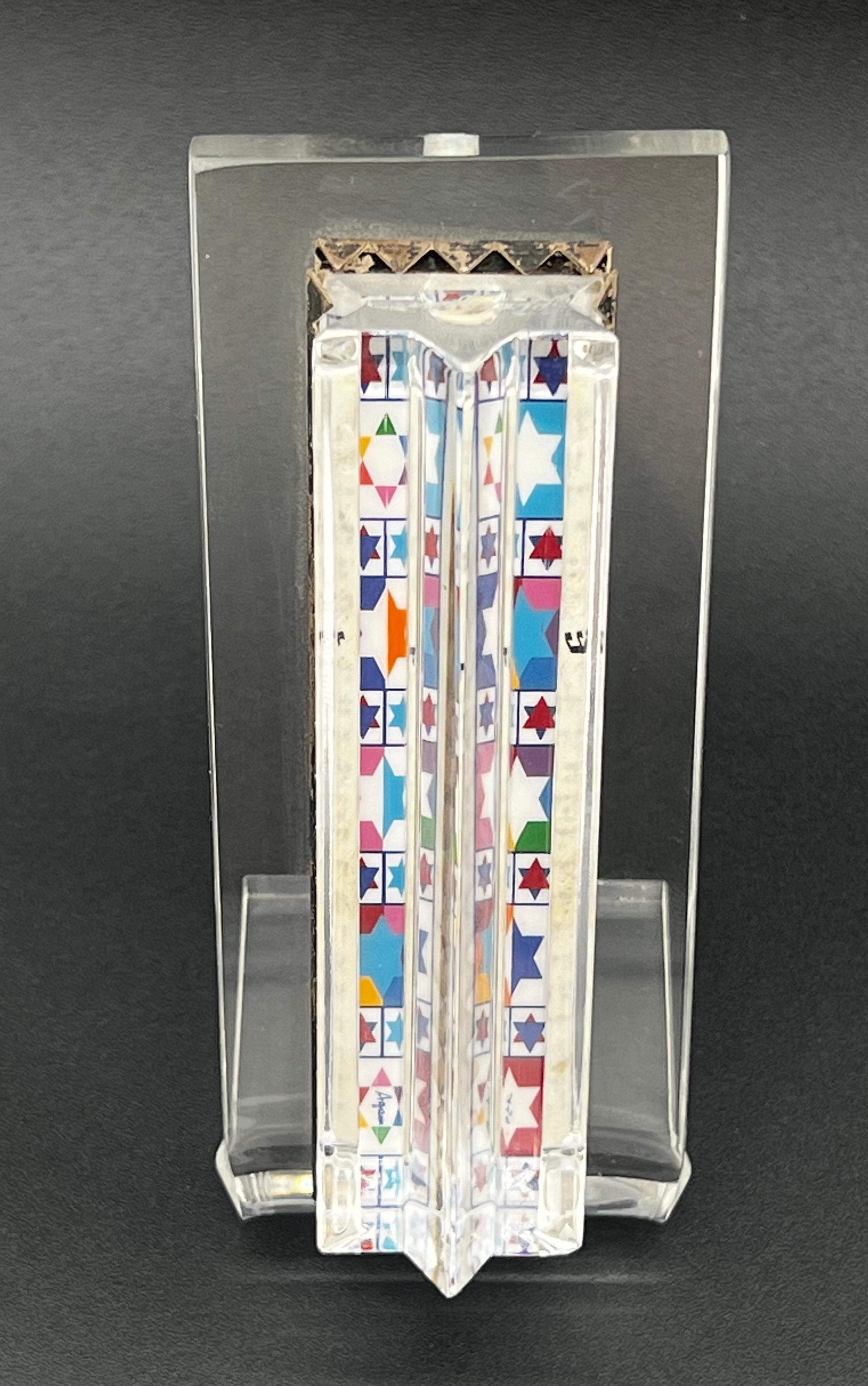 Yaacov Agam & Daum Judaica Art Glass & Sterling Silver Mezuzah 5