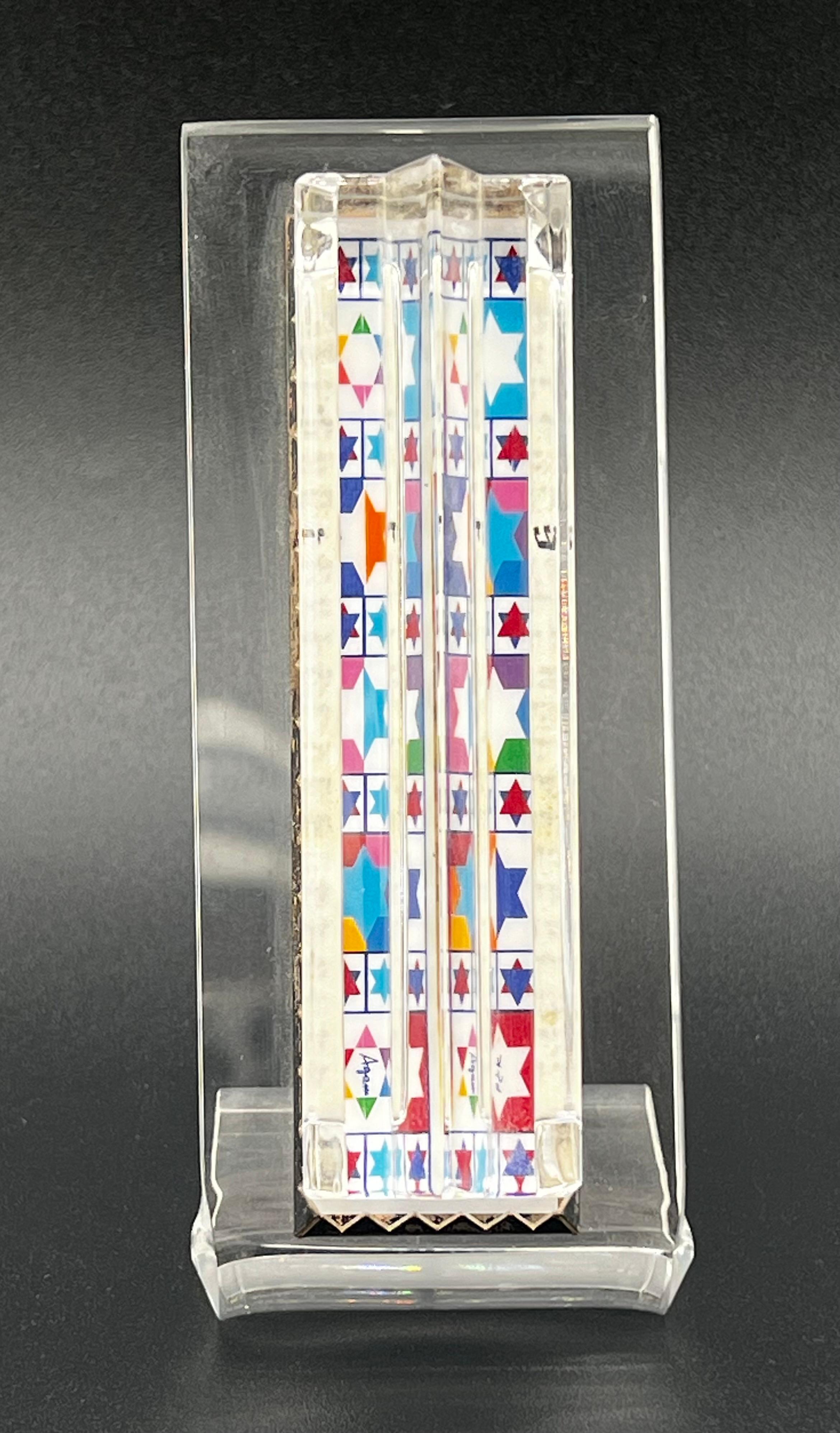 Yaacov Agam & Daum Judaica Art Glass & Sterling Silver Mezuzah 9