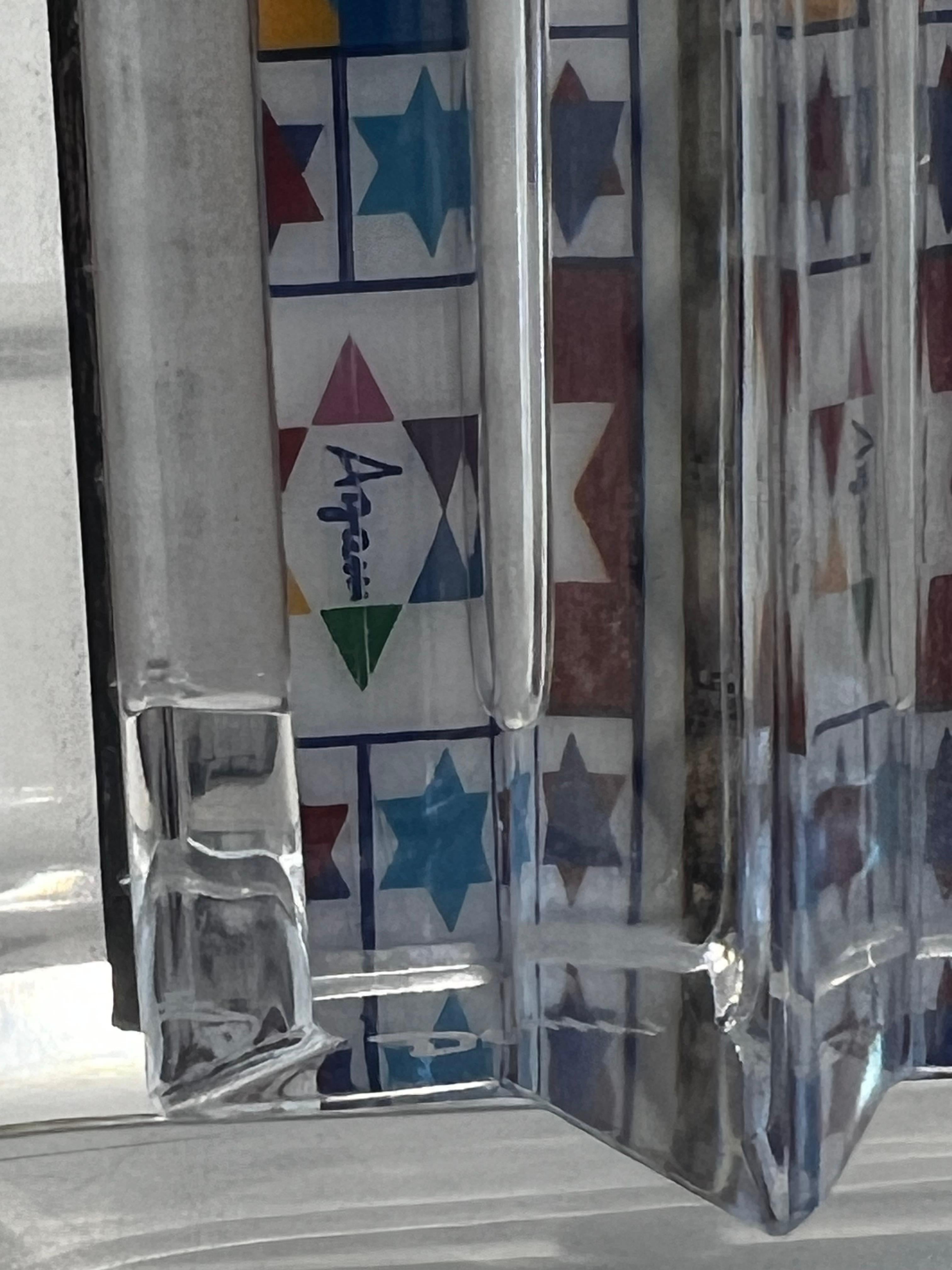 Yaacov Agam & Daum Judaica Art Glass & Sterling Silver Mezuzah 10