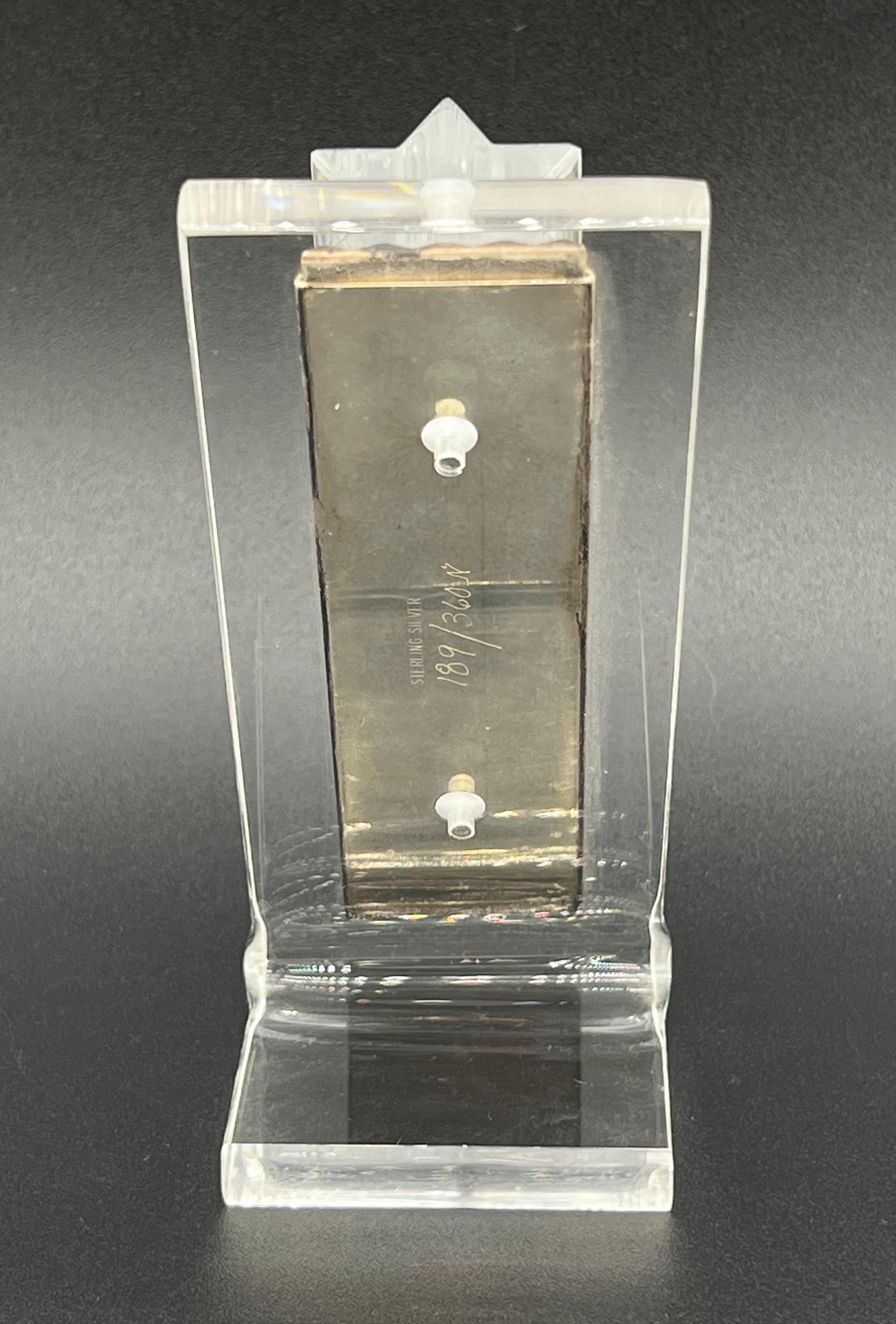 Hand-Crafted Yaacov Agam & Daum Judaica Art Glass & Sterling Silver Mezuzah