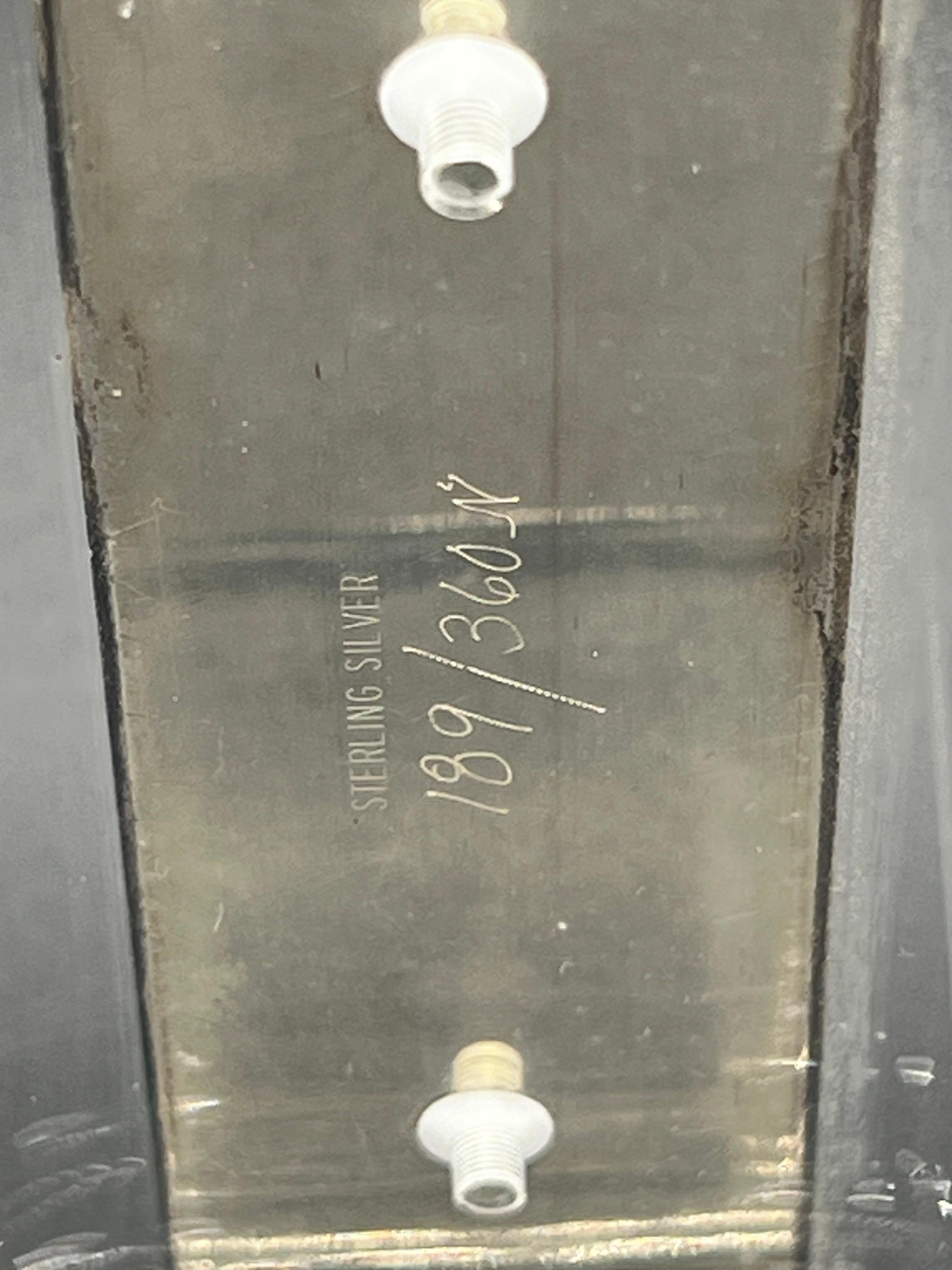 Yaacov Agam & Daum Judaica Art Glass & Sterling Silver Mezuzah In Good Condition In New York, NY