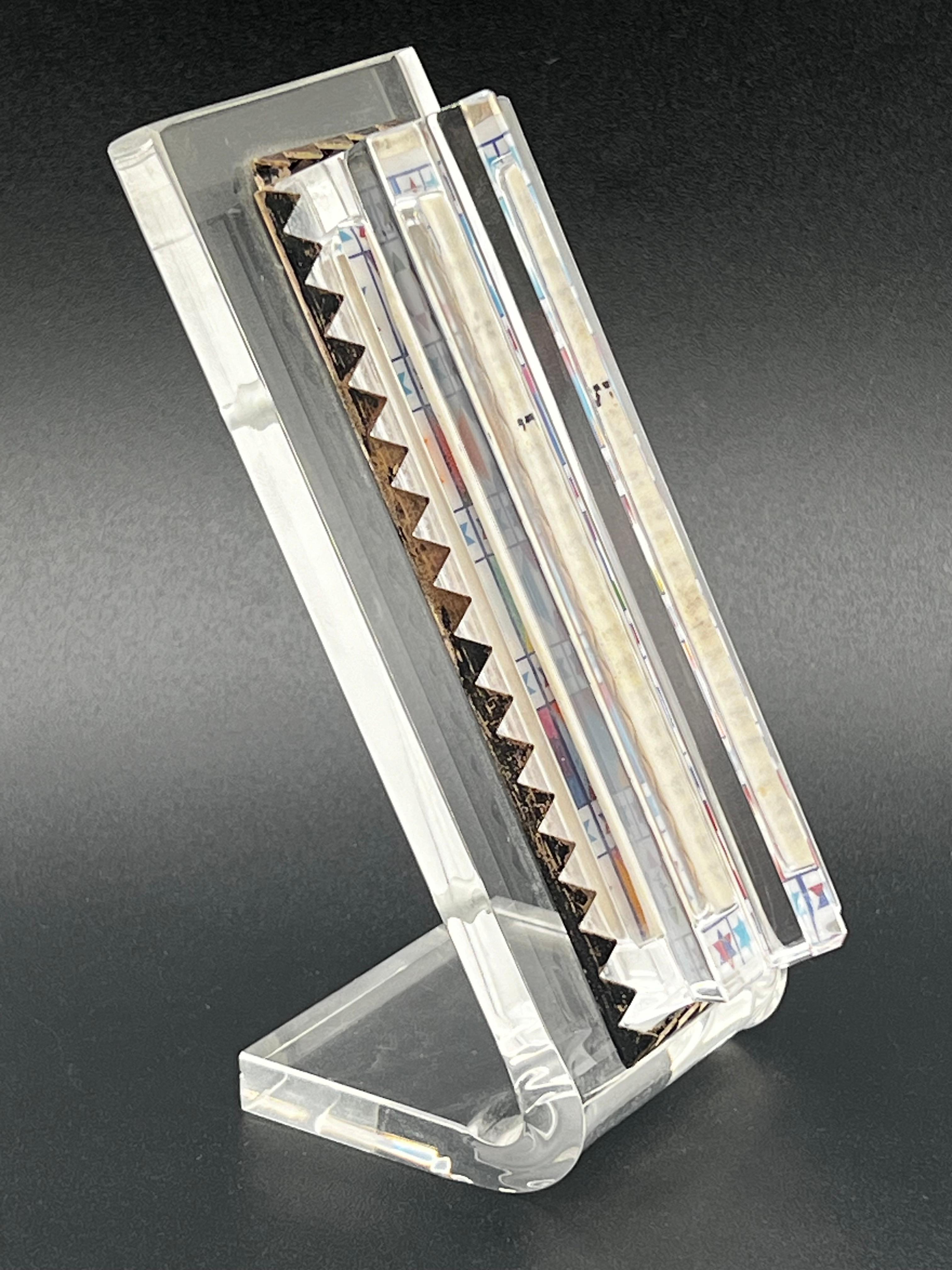 Yaacov Agam & Daum Judaica Art Glass & Sterling Silver Mezuzah 2