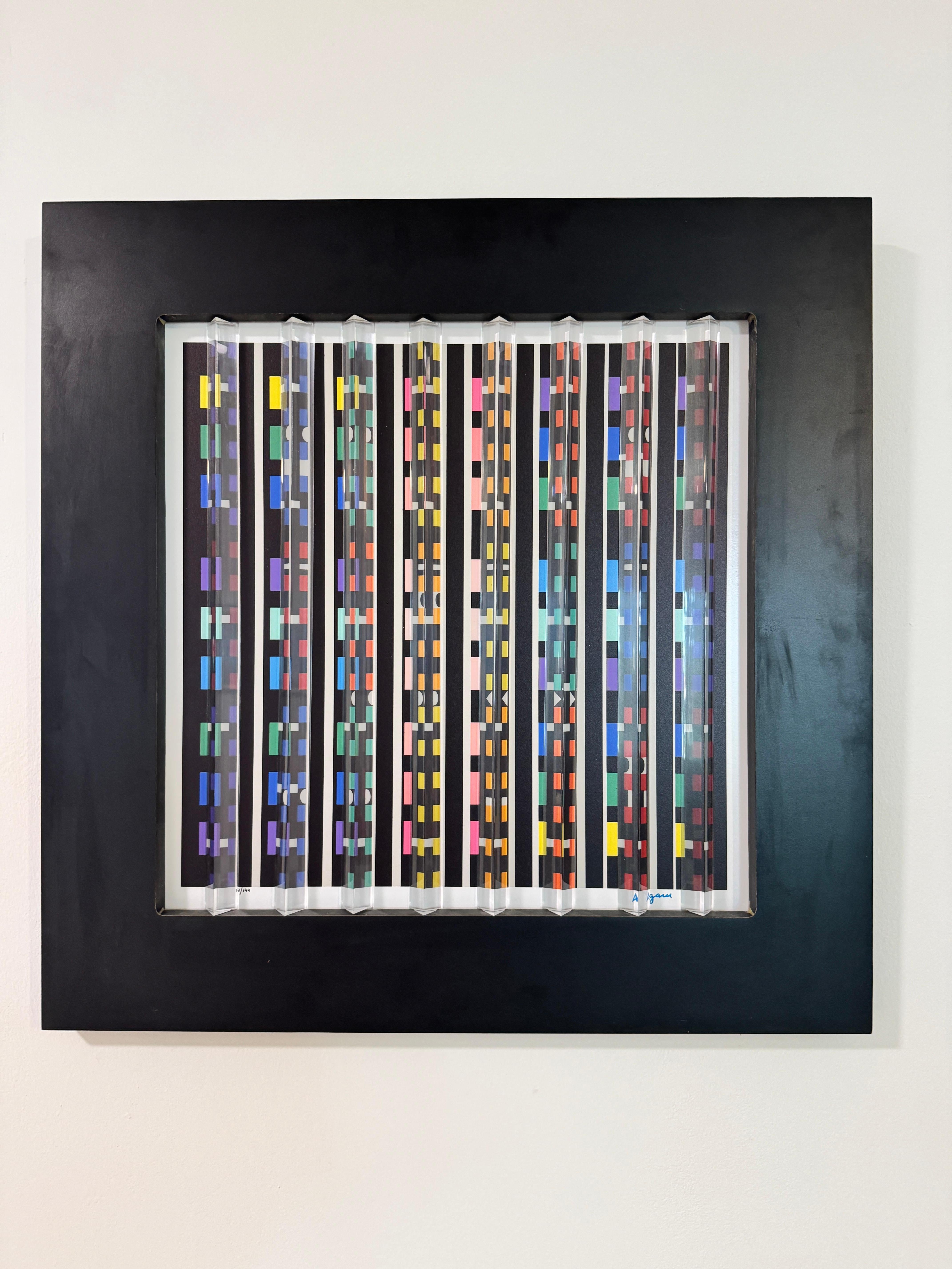 Night Lights - kinetic art, geometric abstract - Print by Yaacov Agam