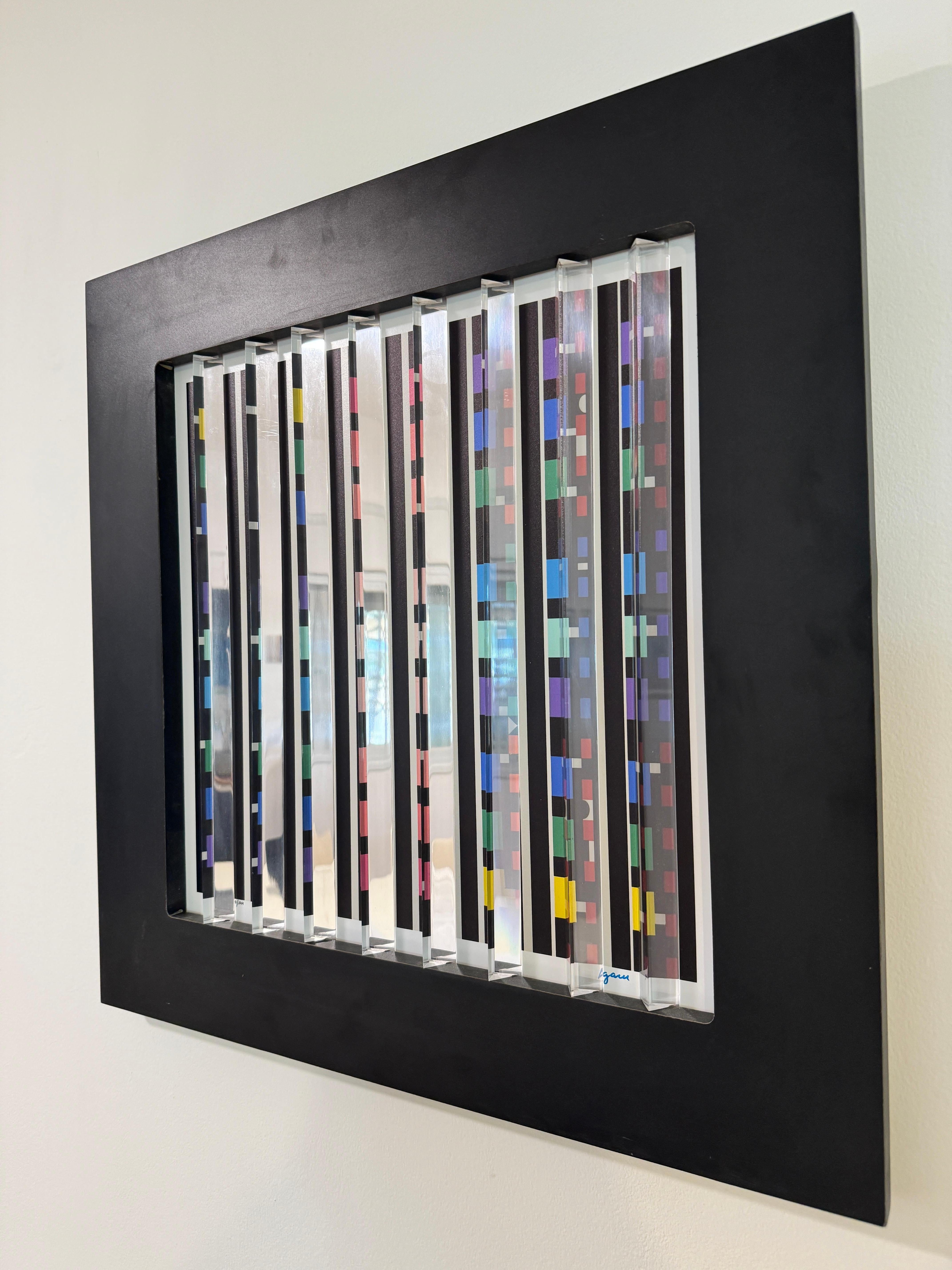 Night Lights - kinetic art, geometric abstract - Kinetic Print by Yaacov Agam