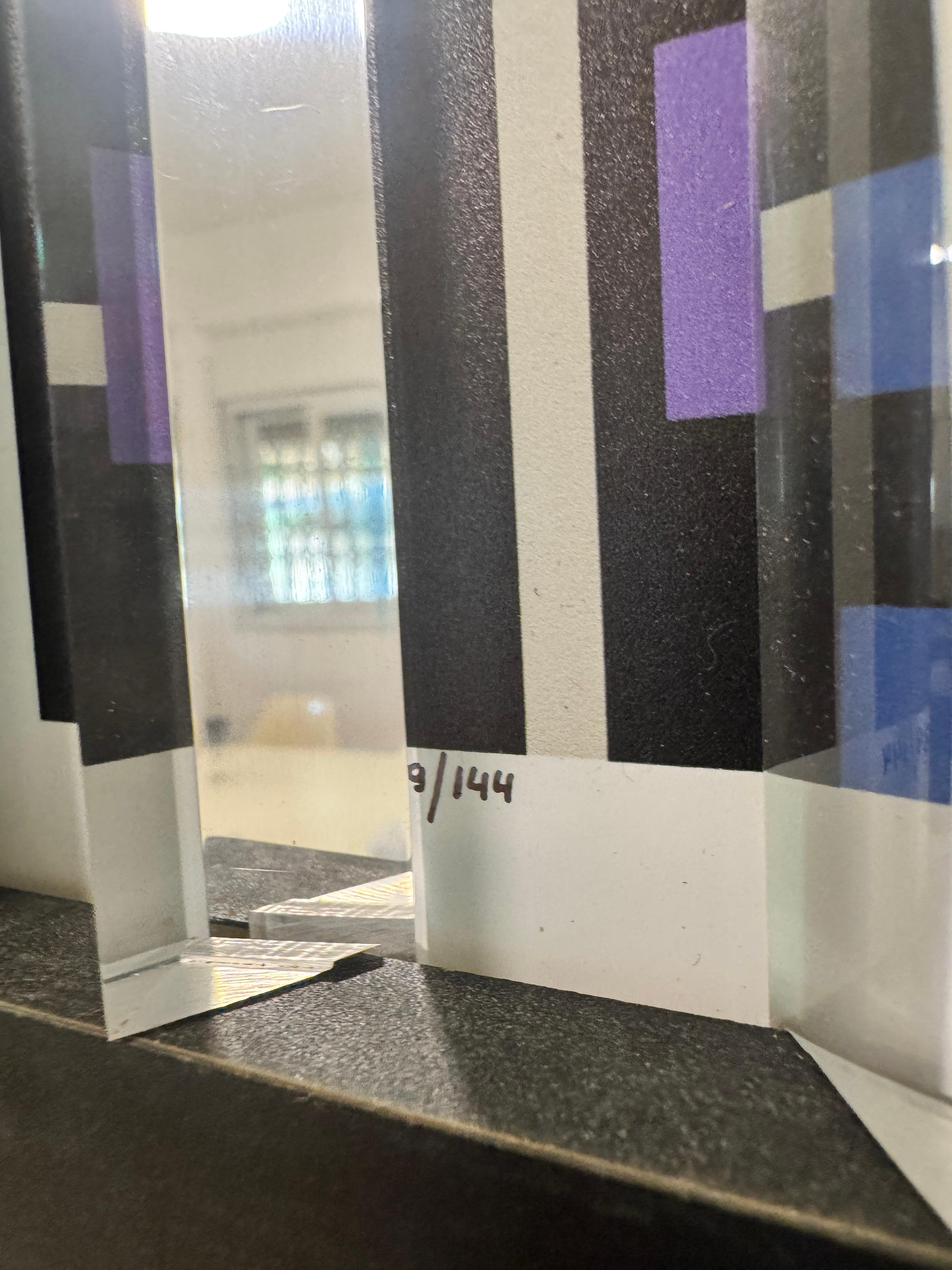 This is an authentic Prismograph kinetic art work by world-renowned Israeli artist Yaacov Agam (b. 1928), one of the leading figures in Op Art and Kinetic Art. It is hand singed on bottom right and numbered on the bottom left 139/144 (see