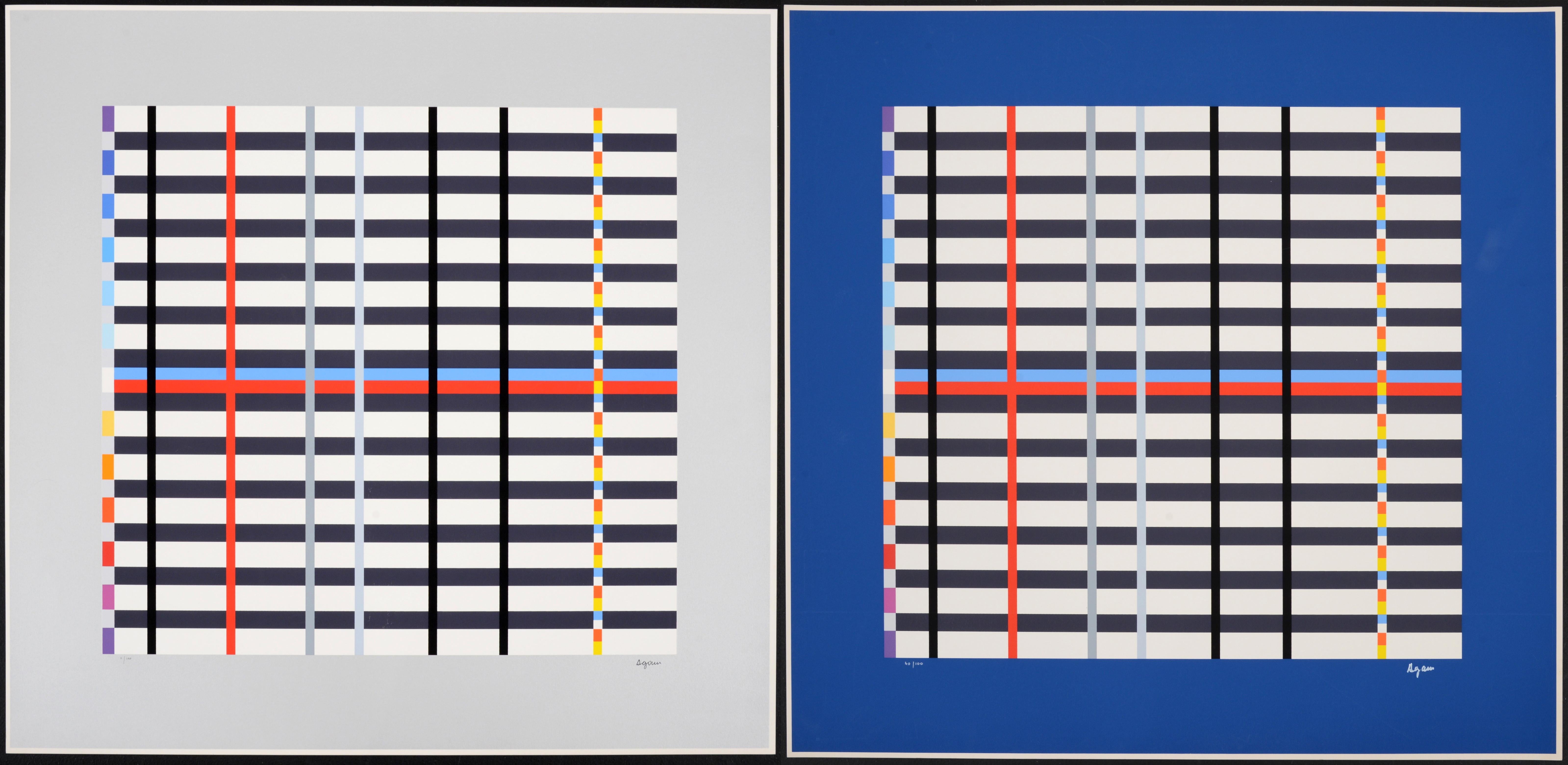 Artist/Designer; Manufacturer: Yaacov Agam (Israeli, b. 1928)
Marking(s); notes: signed; ed. 11/100 and 40/100
Materials: screenprint on paper
Dimensions (H, W, D): 26.5"h, 28"w each (works are not framed)
Additional Information: Price is for two