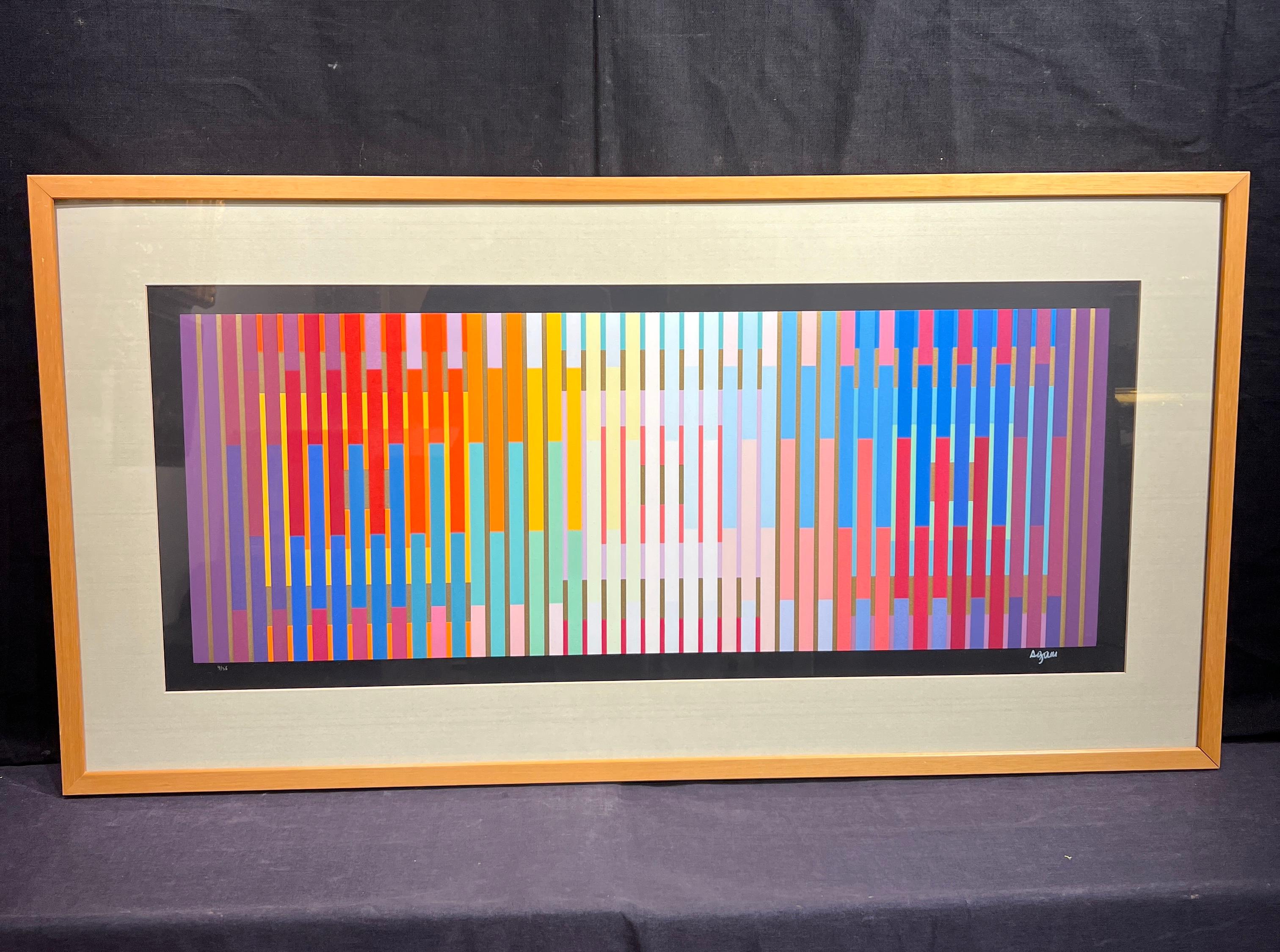 Abstract Purple, Blue, Greens (Serigraph)
By Yaacov Agam (Israeli, b. 1928)
Signed Lower Right
Edition 4/30 Lower Left
Unframed: 14