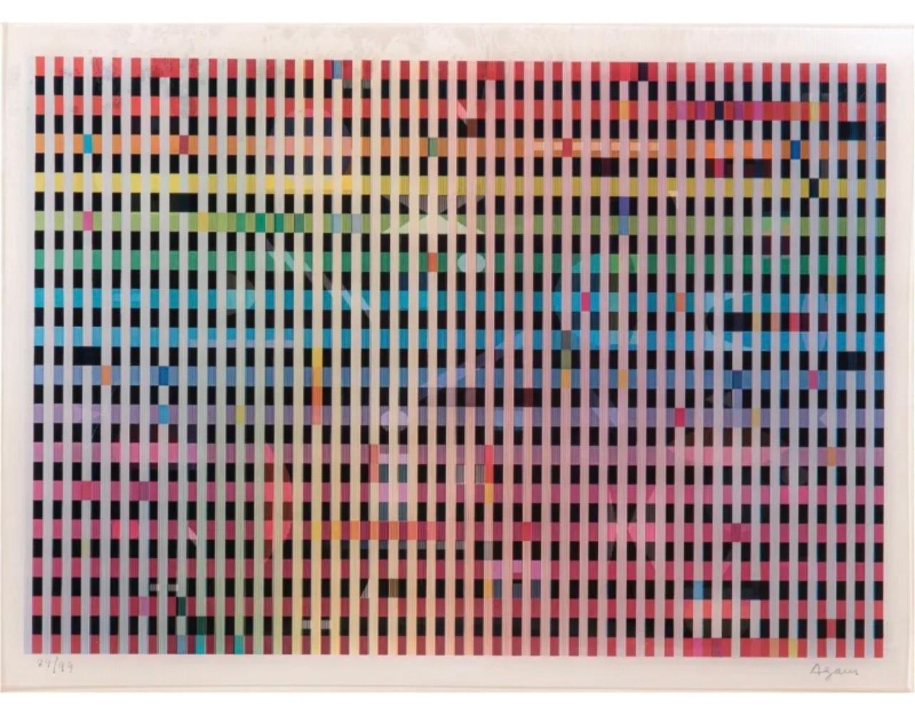 Agam Lenticolare Cinetico Agamograph Firmato a mano e numerato Arte Cinetica Op israeliana - Print di Yaacov Agam