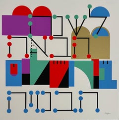 Vintage Agam Silkscreen Jerusalem Lithograph Hand Signed Israeli Kinetic Op Art Print