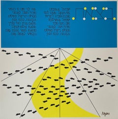 Sérigraphie Agam Jérusalem Lithographie signée de la main Israeli Kinetic Op Art Print