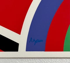Agam Silkscreen Mod Judaica Lithograph Hand Signed Israeli Kinetic Op Art Print