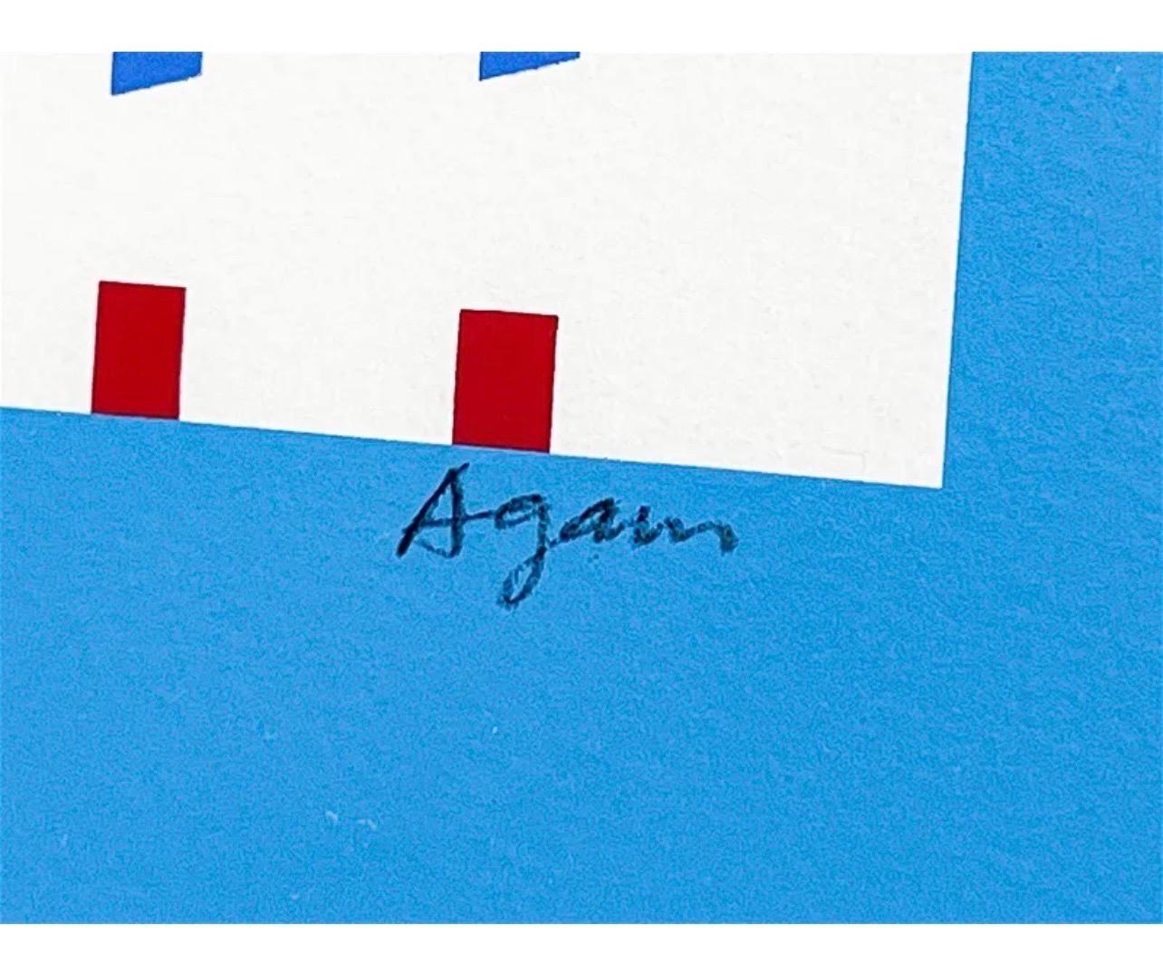 Agam Silkscreen Mod Judaica Lithograph Hand Signed Israeli Kinetic Op Art Print - Gray Abstract Print by Yaacov Agam