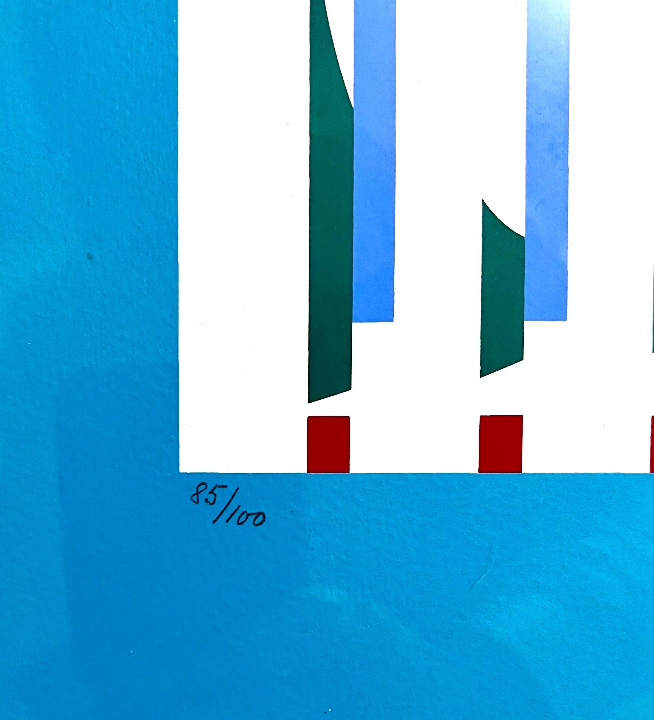 Agam Silkscreen Mod Judaica Litografia firmata a mano Stampa d'arte cinetica israeliana Op - Print Op Art di Yaacov Agam