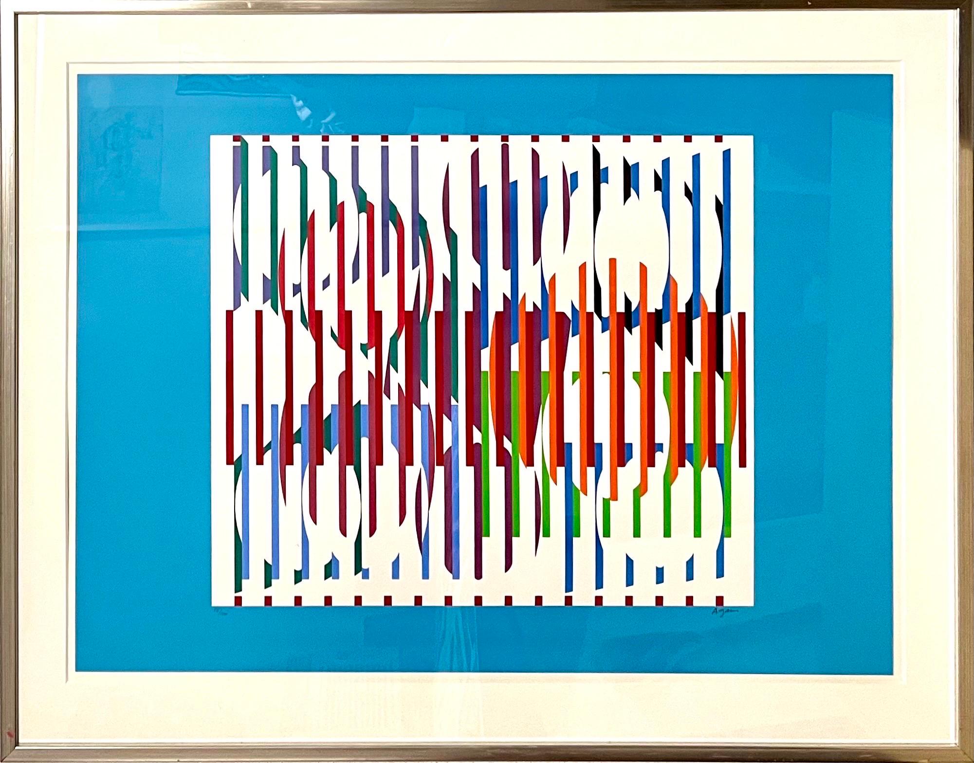 Yaacov Agam
Israeli (b. 1928)
Hommage aux Prix Nobel (1974) Serigraph
signed lower right, numbered 85/100
sheet: 22 x 29 3/4 inches
frame dimensions: 28 x 35 1/2 x 1 inches, wood frame with glazing

Provenance: Private Collection, Stockholm,