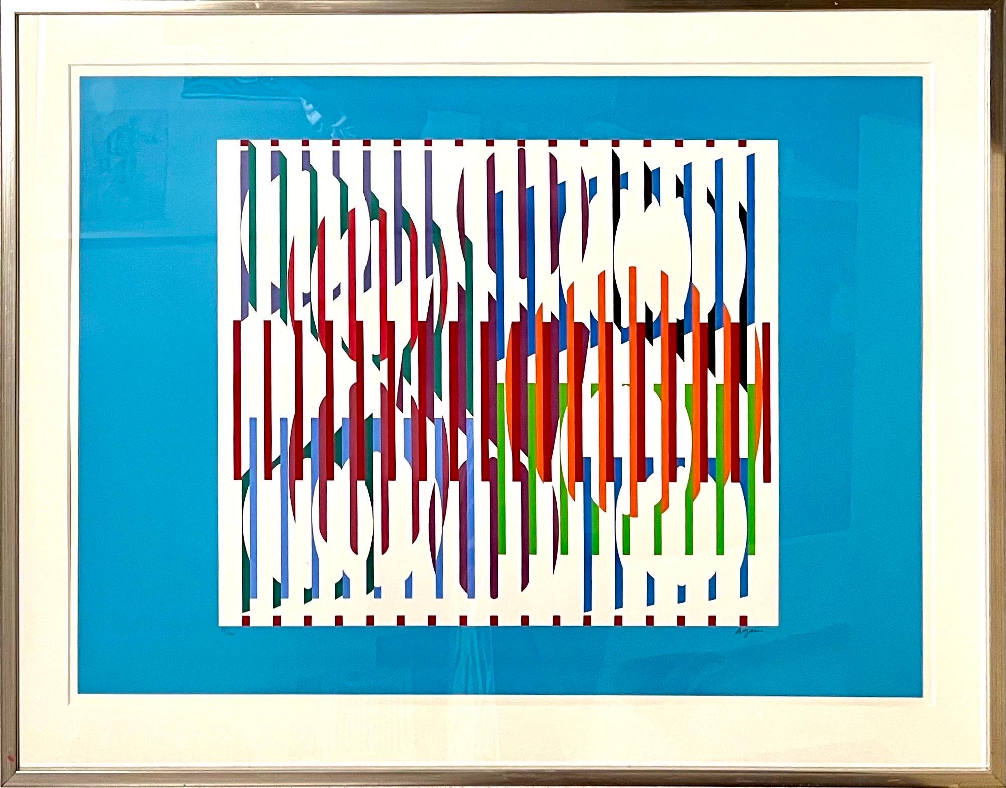 Agam Silkscreen Mod Judaica Lithograph Hand Signed Israeli Kinetic Op Art Print For Sale 2