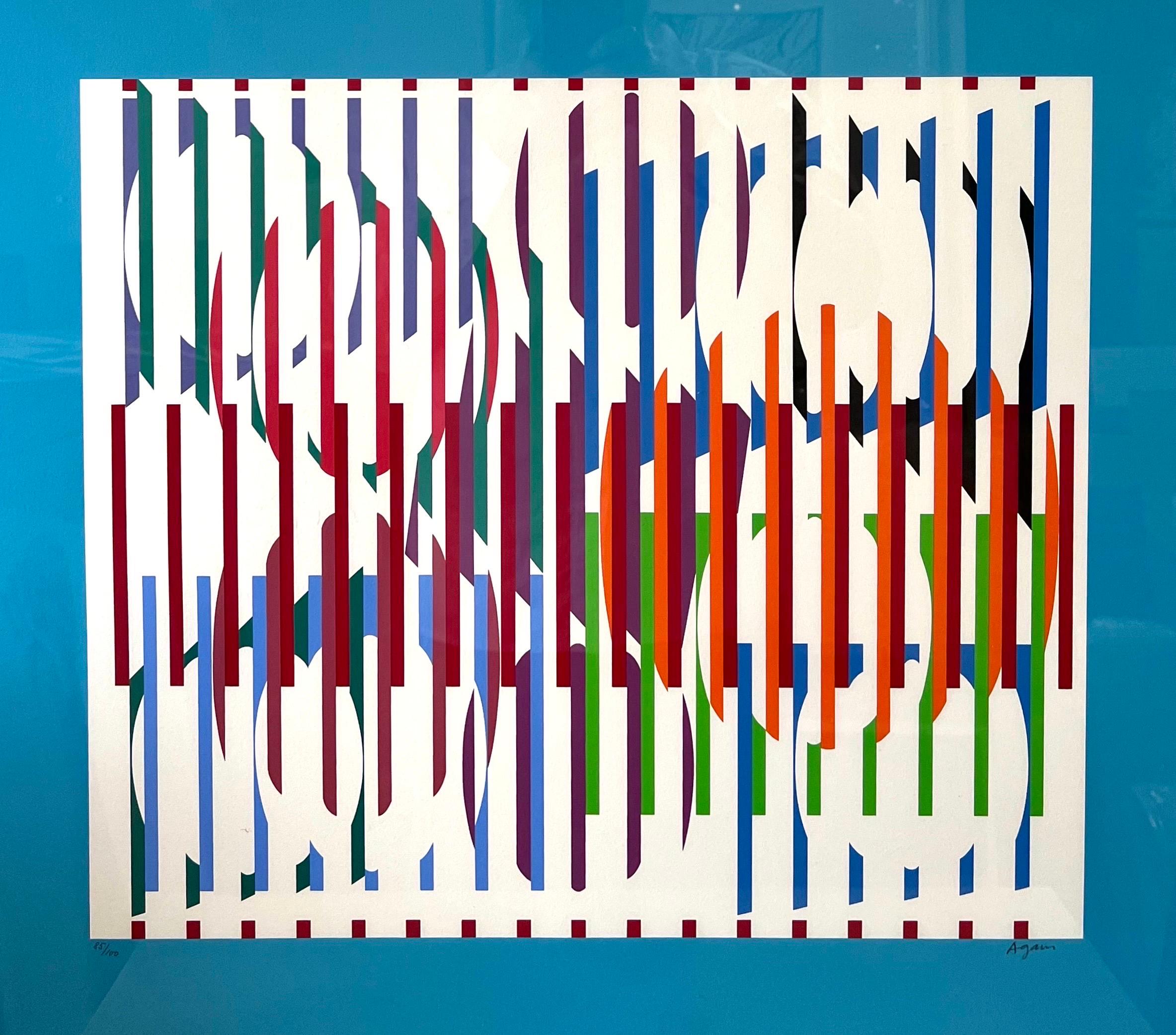 Agam Silkscreen Mod Judaica Lithograph Hand Signed Israeli Kinetic Op Art Print For Sale 3