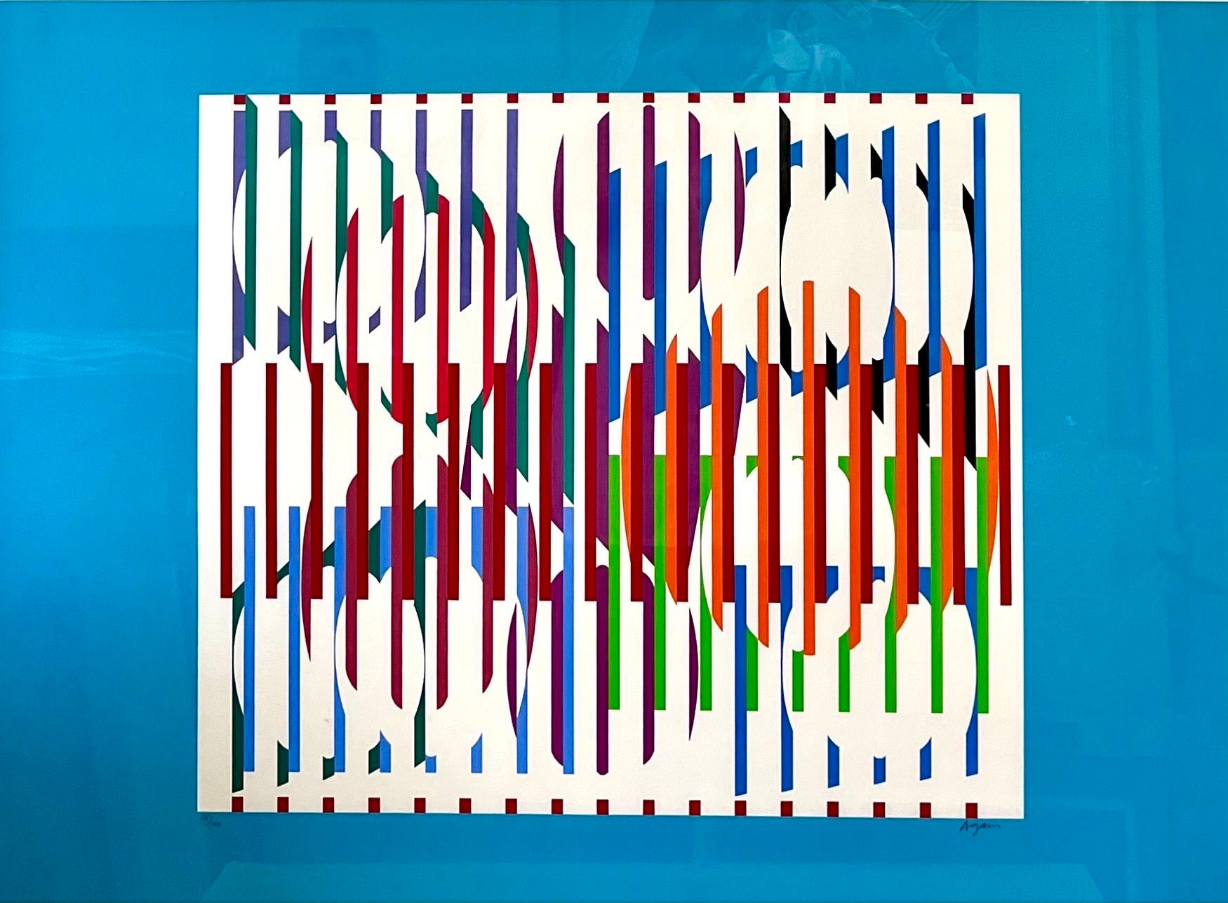 Agam Silkscreen Mod Judaica Lithograph Hand Signed Israeli Kinetic Op Art Print For Sale 4