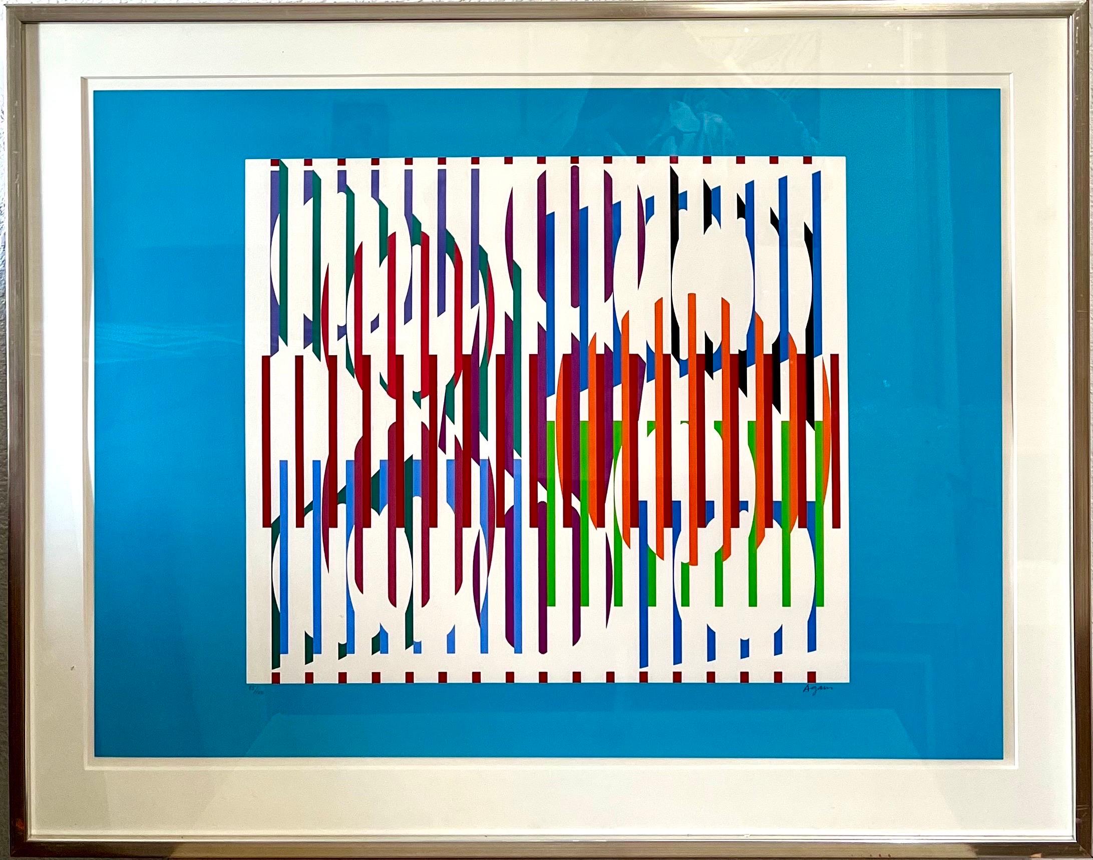 Agam Silkscreen Mod Judaica Lithograph Hand Signed Israeli Kinetic Op Art Print For Sale 5