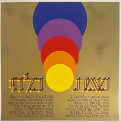 Vintage Agam Silkscreen Mod Judaica Lithograph Hand Signed Israeli Kinetic Op Art Print