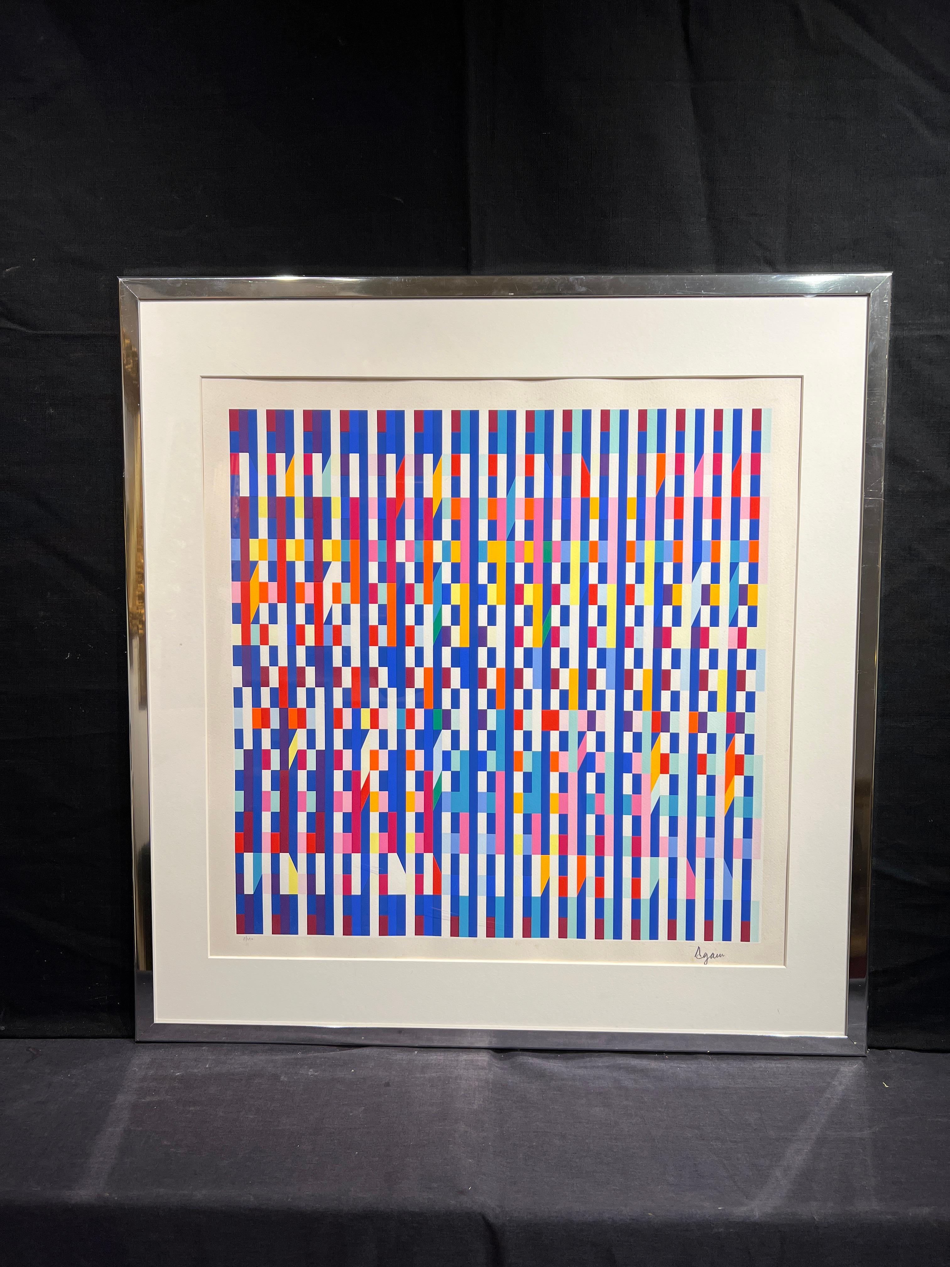 Blue Rings (Abstract Composition) - Print by Yaacov Agam