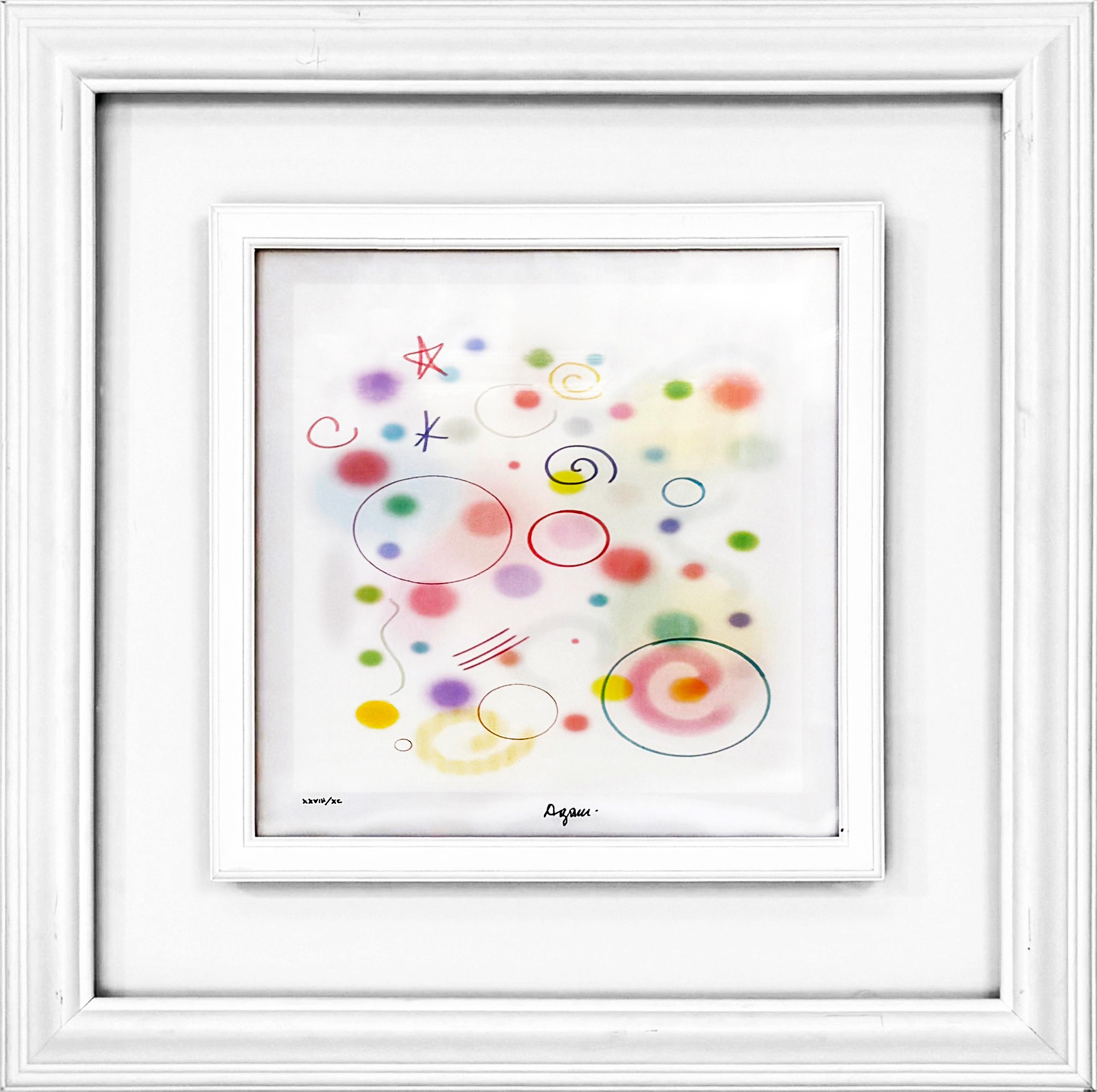 Yaacov Agam Figurative Print - Bubbles (rare framed, signed agamograph - 4D lenticular)
