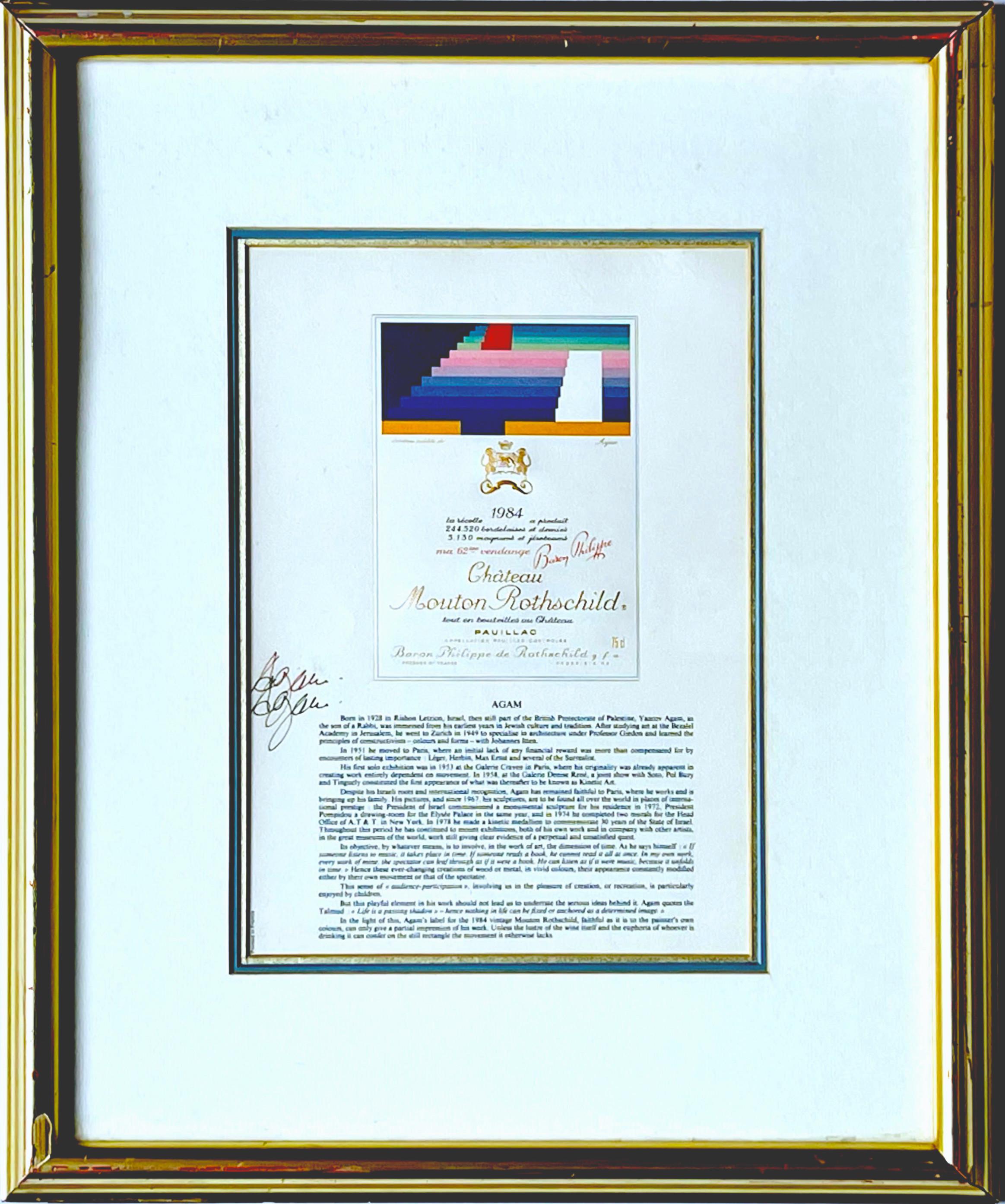 Chateau Mouton Rothschild label (hand signed) - Print by Yaacov Agam
