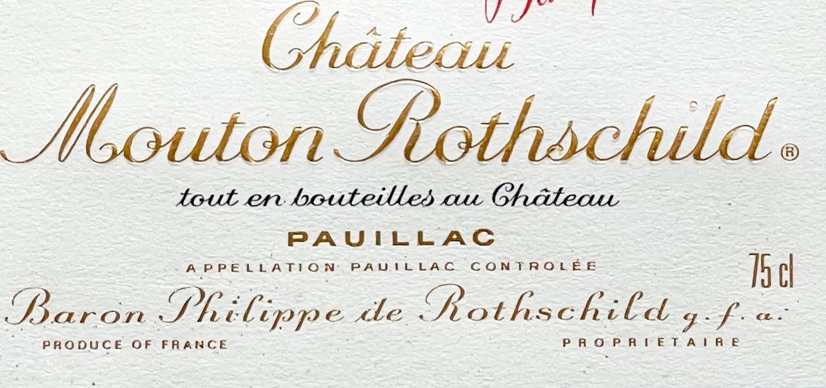 Étiquette du Château Mouton Rothschild (signée à la main) en vente 2