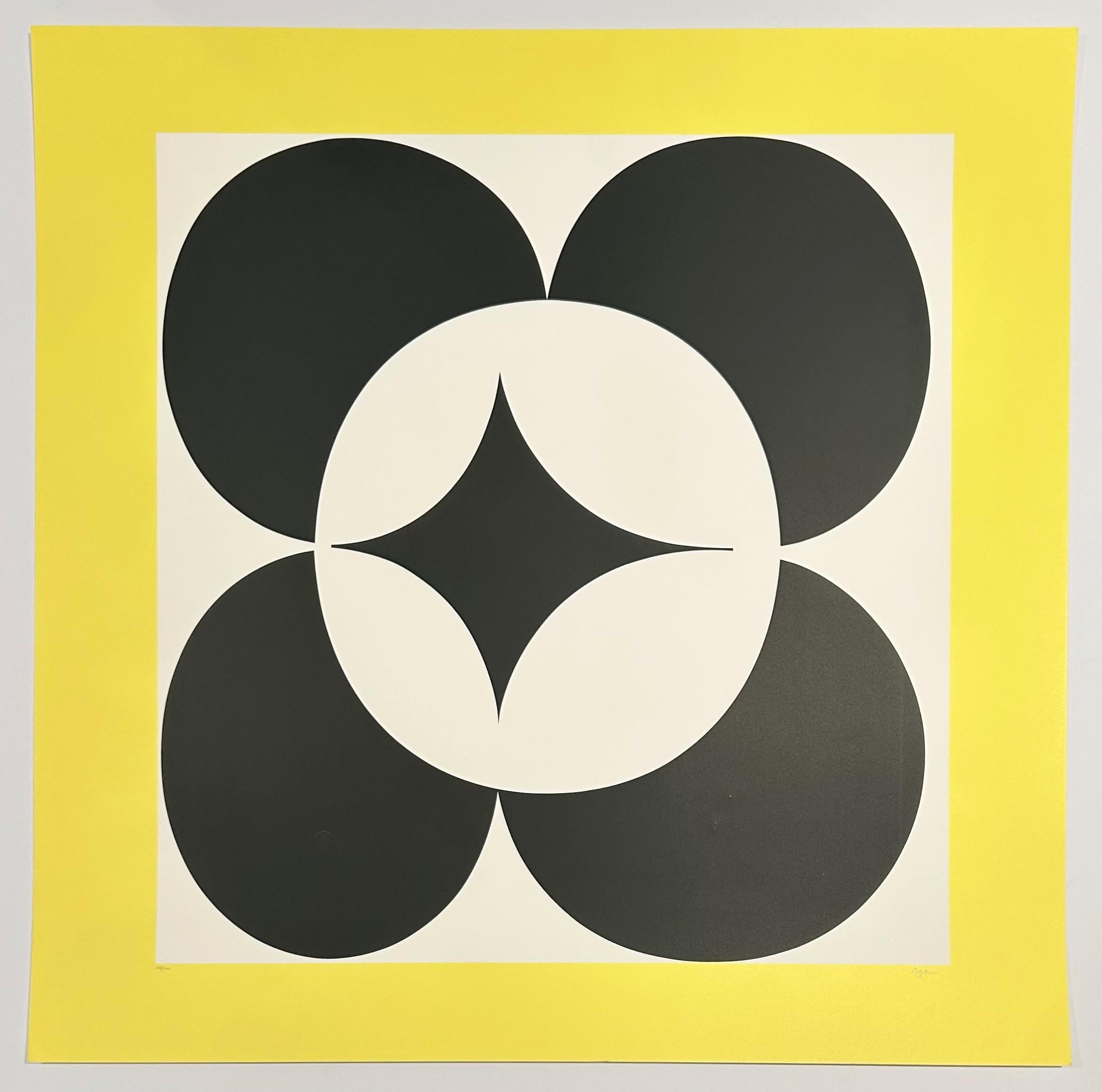 Circles in Yellow - Abstract Print by Yaacov Agam