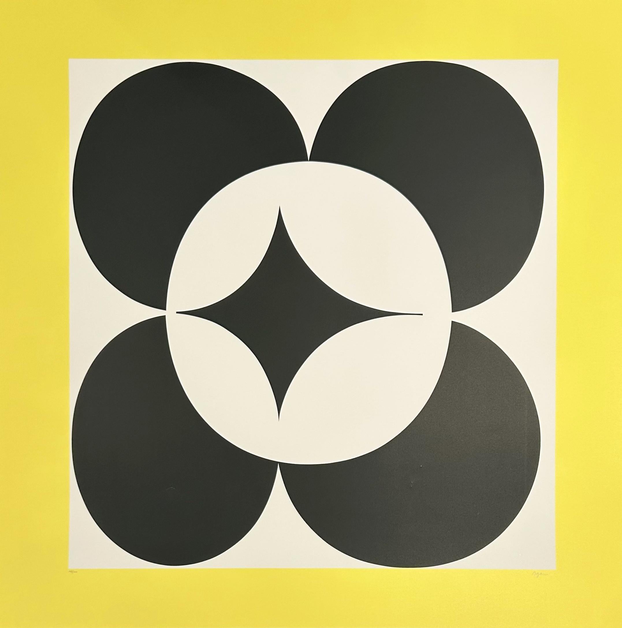 Yaacov Agam Abstract Print - Circles in Yellow