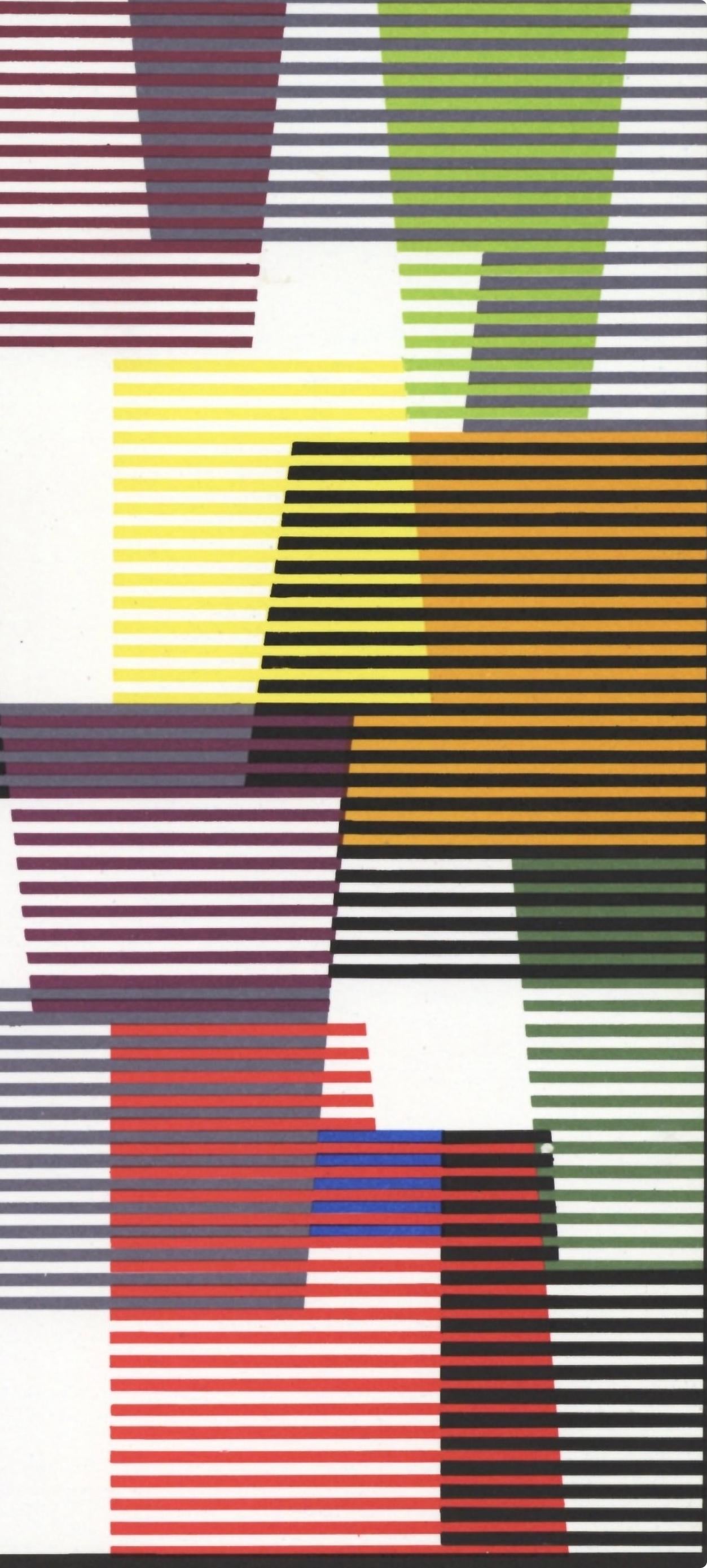 Lithograph on vélin paper. Paper Size: 12.4 x 9.65 inches. Inscription: Unsigned and unnumbered, as issued. Notes: From the album, Homage to Agam, Solomon R. Guggenheim Museum Exhibition 1980, Special issue of the XXe Siècle Review, 1980. Published