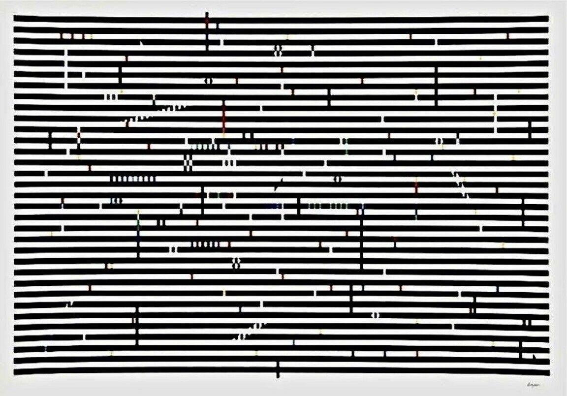 Artist: Yaakov Agam (1928)
Title: Double Metamorphosis IV
Year: 1979
Medium: Silkscreen on Arches paper
Edition: 62/180, plus proofs
Size: 36 x 50 inches
Condition: Good
Inscription: Signed and numbered by the artist.

YAACOV AGAM (1928-  ) Yaacov