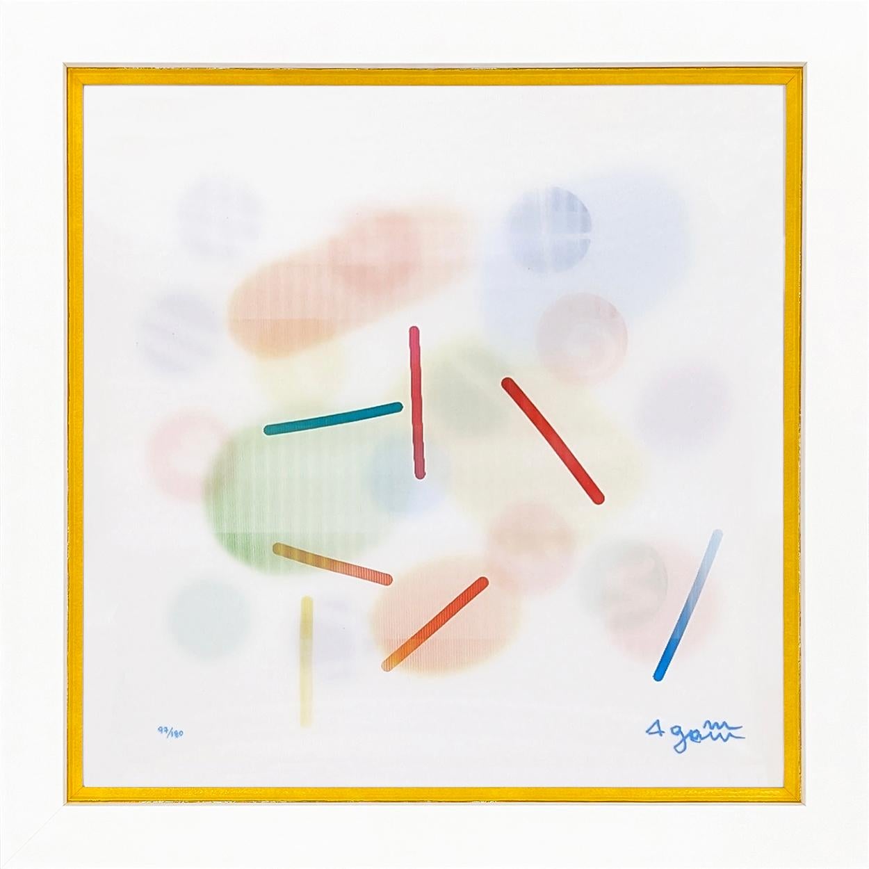 Happy Days (rare framed, signed agamograph - 4D lenticular) - Beige Abstract Print by Yaacov Agam