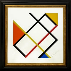 Homage to Mondrian, Signed Serigraph on Mirrored Glass, Edition 64/90, Framed