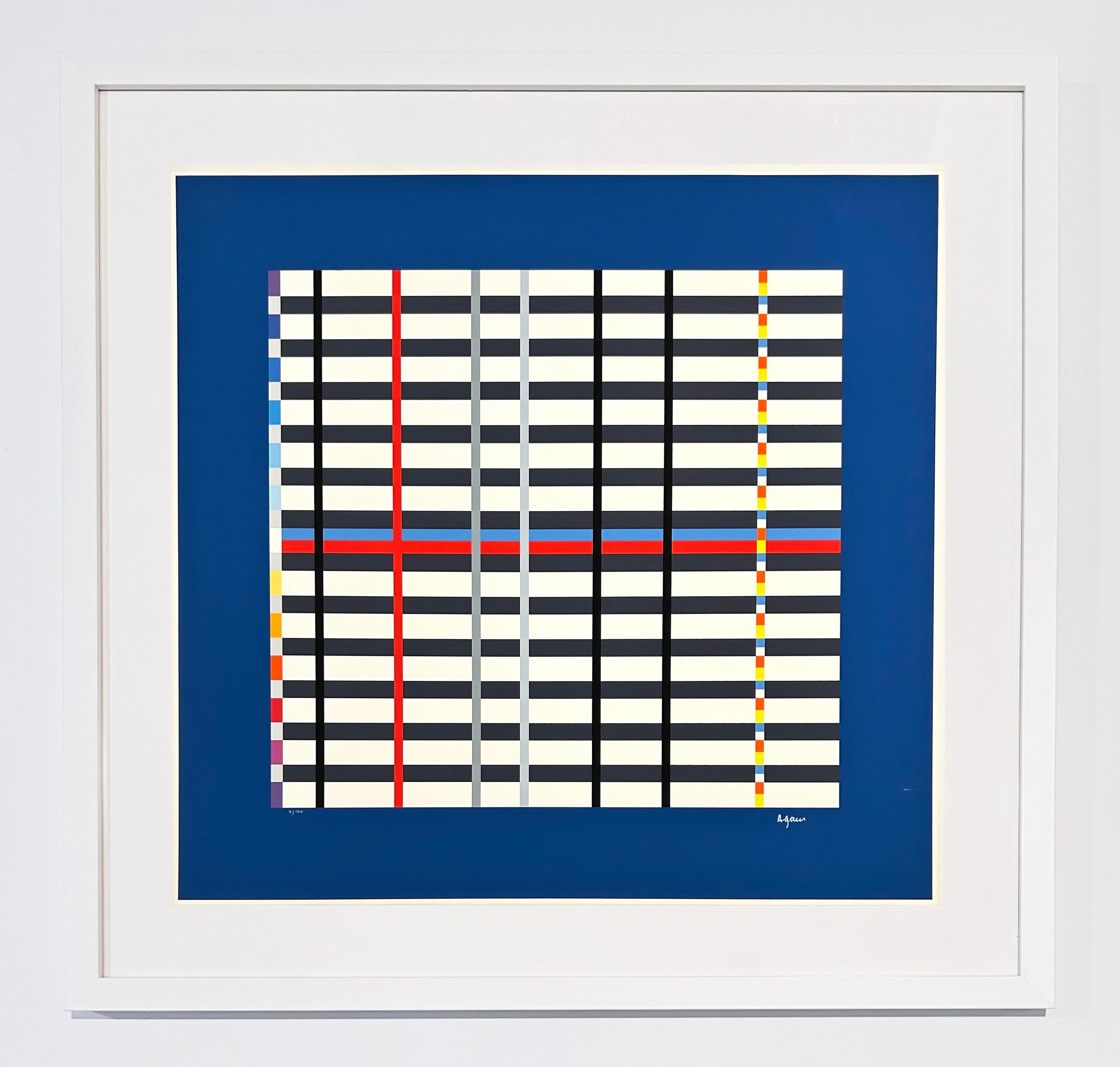 Hommage to Mondrian (Dark Blue) - Print by Yaacov Agam